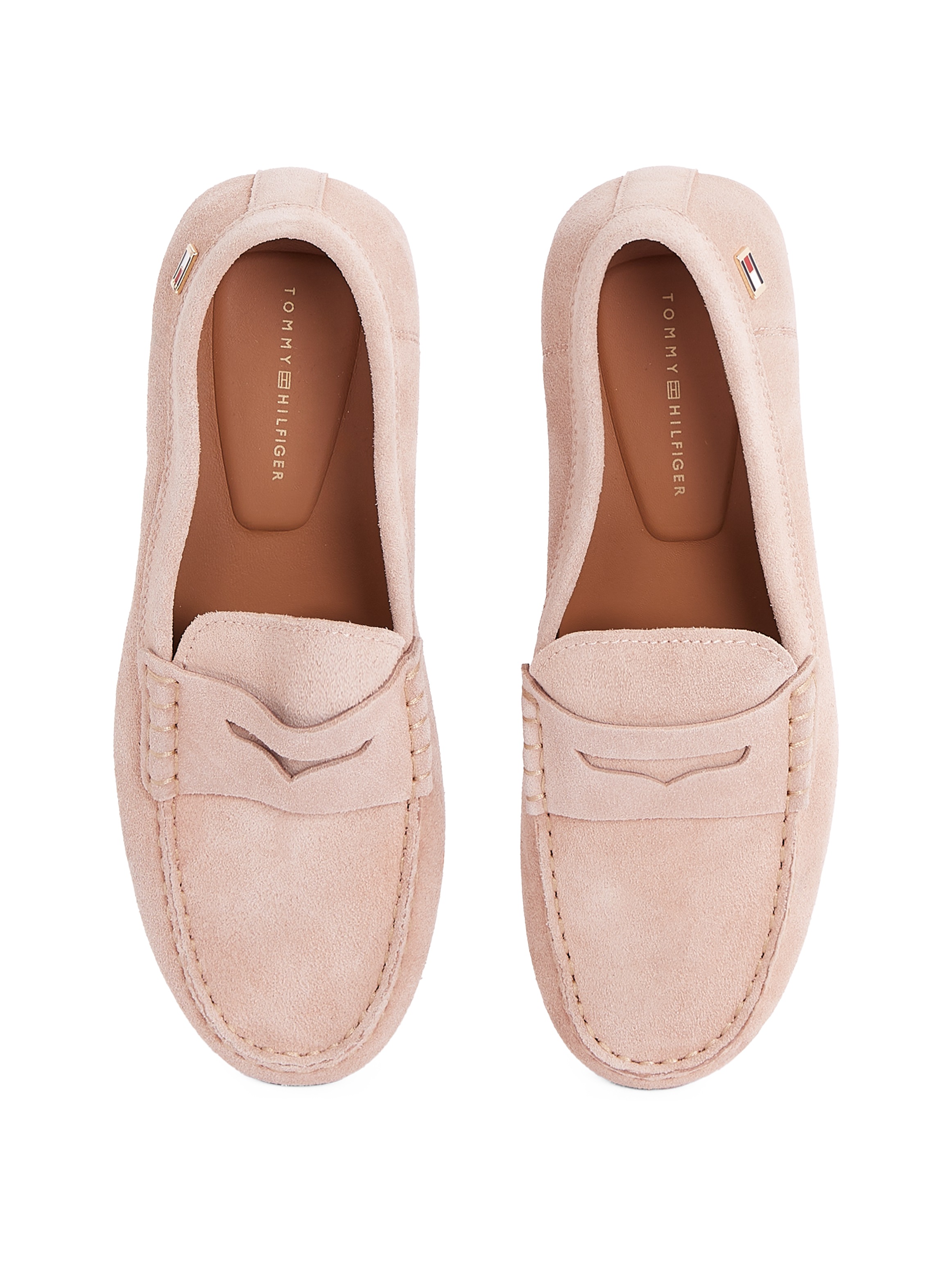 Tommy Hilfiger Slipper »FLAG SOFT SUEDE DRIVER LOAFER«, Schlupfschuh, Bequemschuh, Mokassin, Flats mit modischen Zierriegel