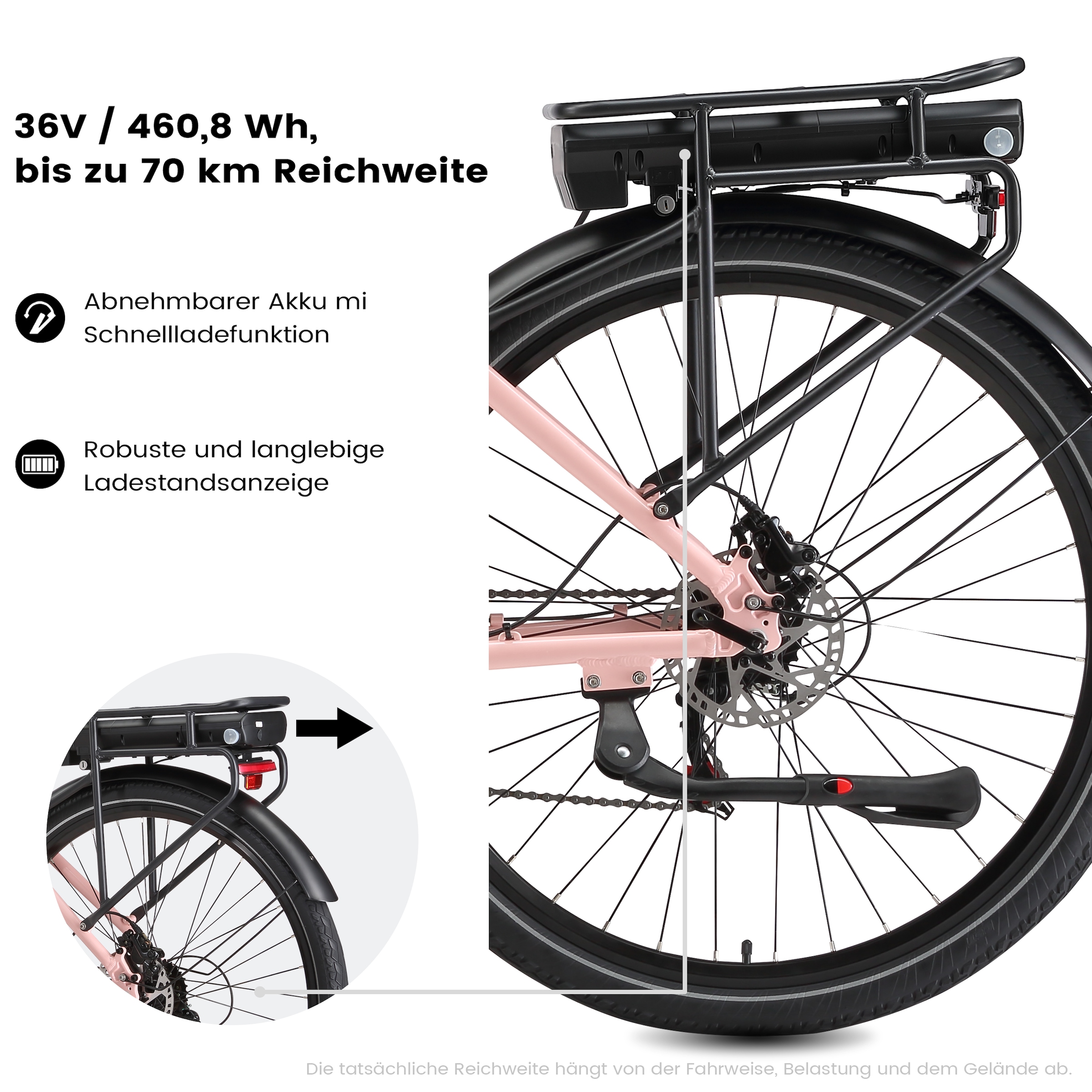Maxtron »Maxtron Urban 8 City-E-Bike 28 Zoll« 7 Gang Shimano Kettenschaltung Mittelmotor 250 W (mit integr. Akku), Elektrofahrrad für Alltag und Einkauf