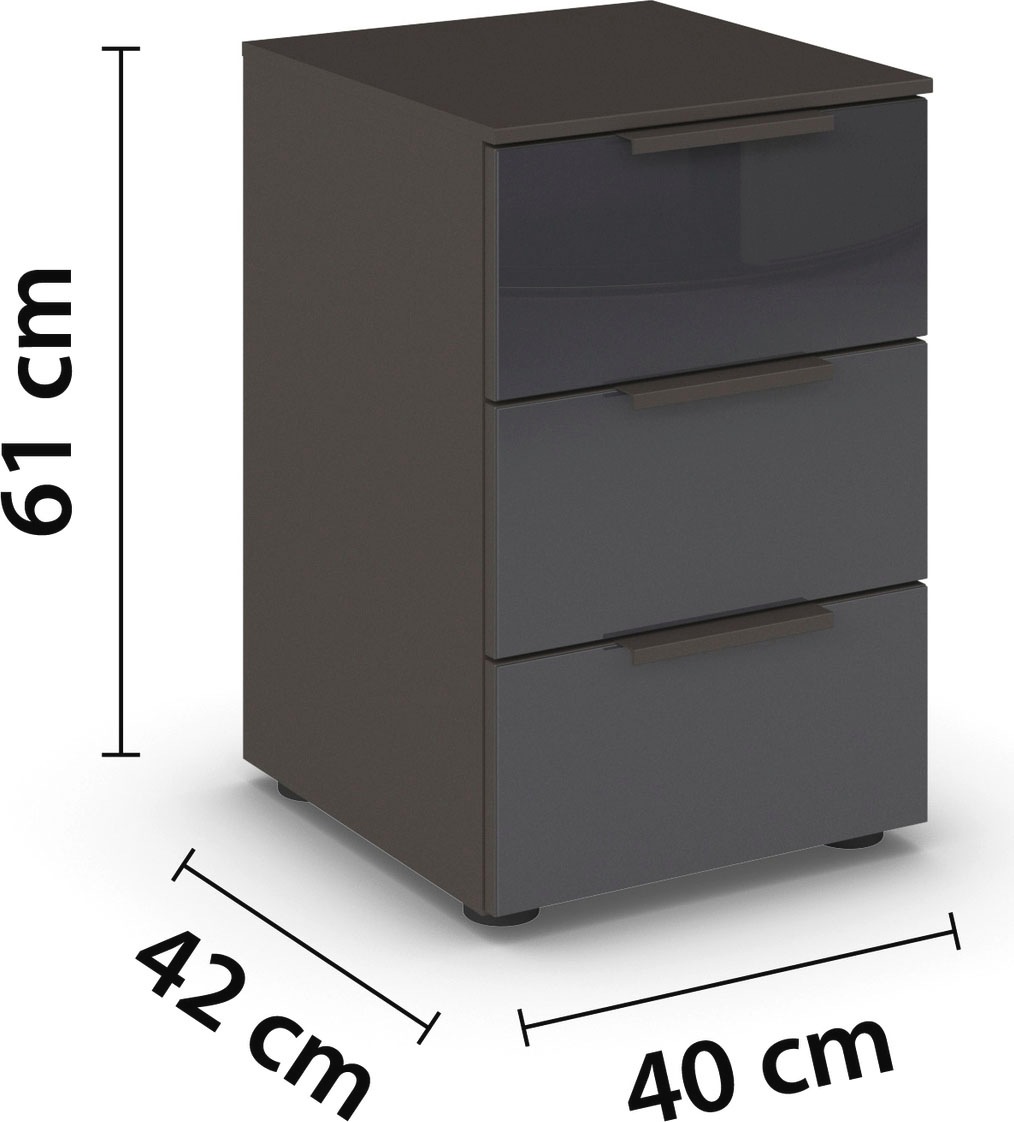 rauch Nachtkommode »Nachttisch Nachtschrank Nachtkonsole FLIPP mit Glasfront« Breite 40 cm,  mit 3 Schubladen und Soft-Close-Funktion sowie Glasfront