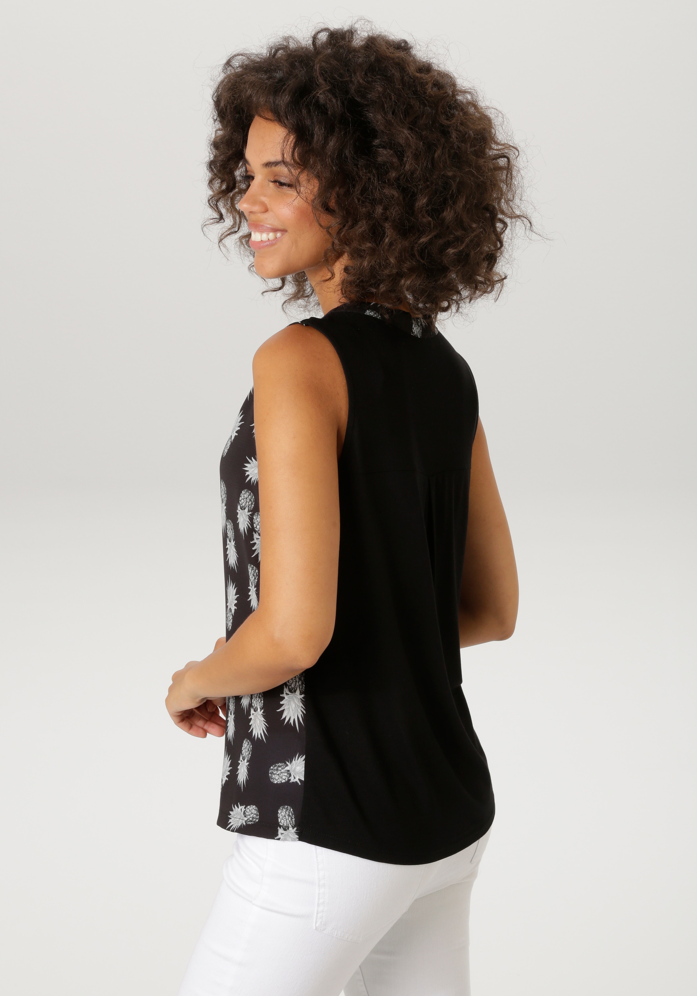 Aniston CASUAL Blusentop mit Ananas-Druck - jedes Teil ein Unikat - NEUE KOLLEKTION