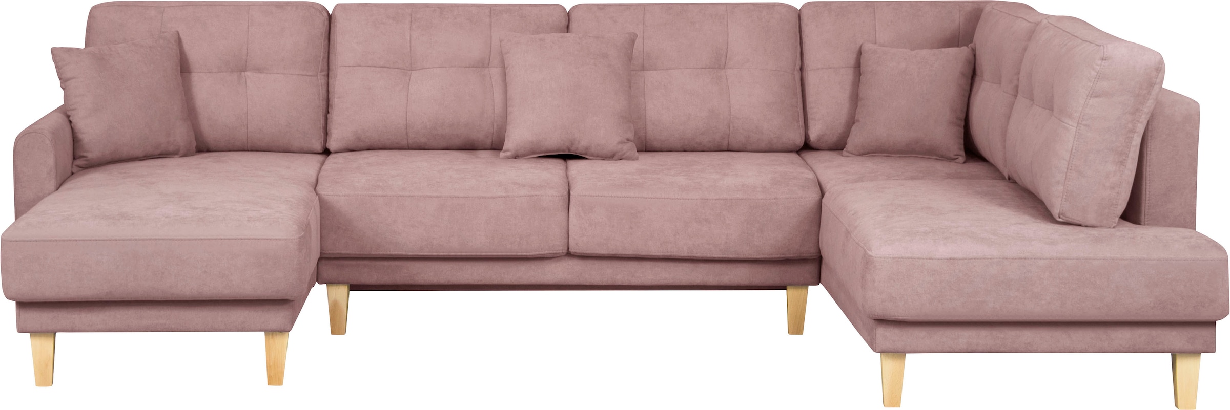Home affaire Wohnlandschaft »TRIPLO U-Form wahlweise mit Schlaffunktion, B/T/H: 310/192/90 cm«, Schlafsofa, auch mit Bettkasten, Steppung im Rückenkissen