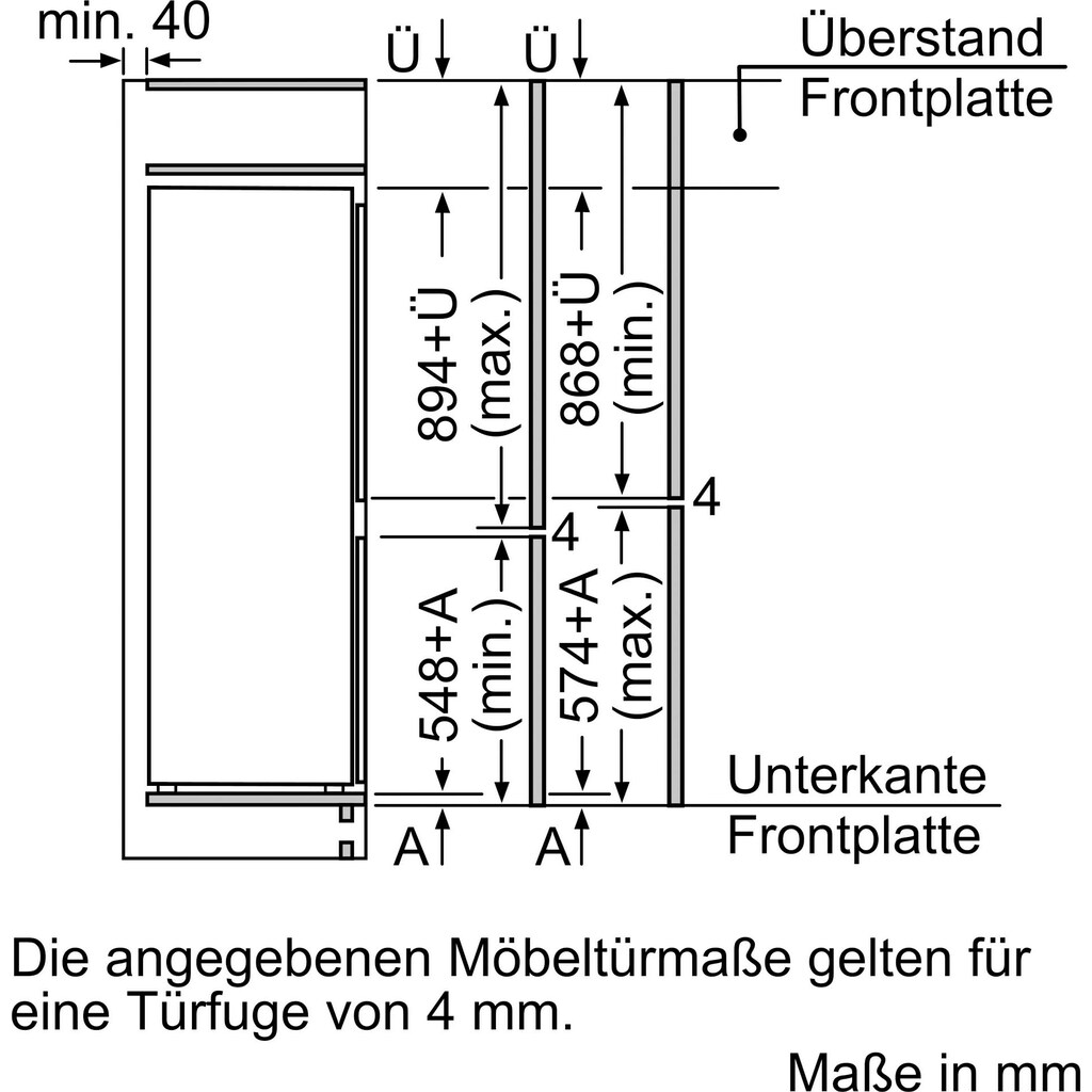 NEFF Einbaukühlgefrierkombination, N 50, KI5672FF0, 144,6 cm hoch, 54,1 cm breit