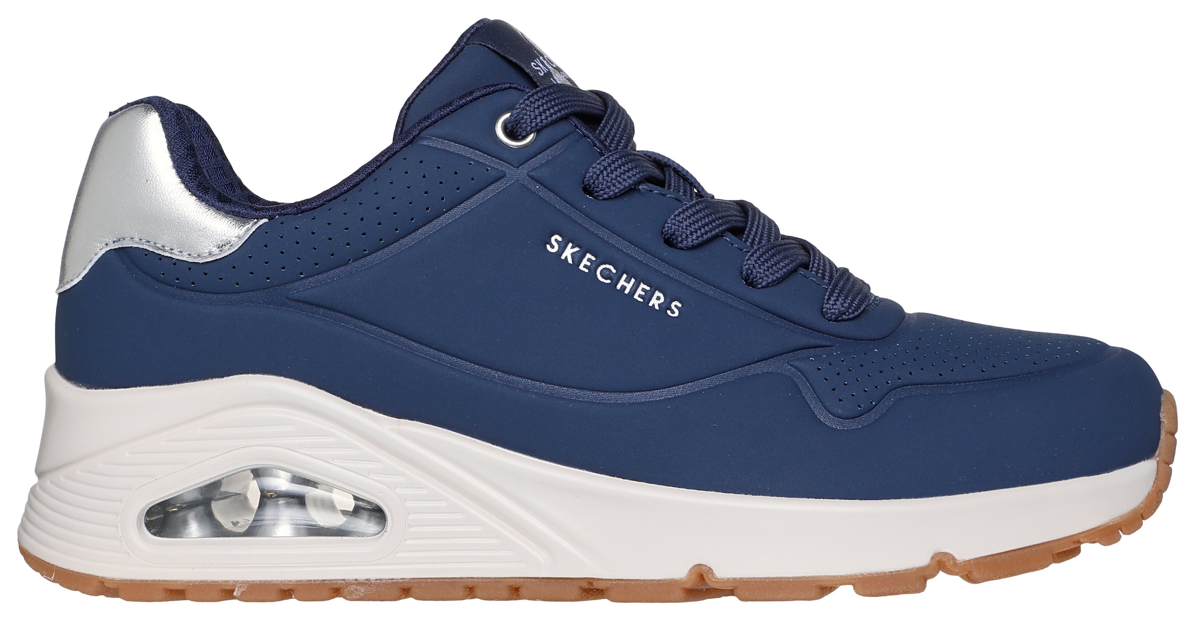 Skechers Sneaker »UNO GOLDEN AIR«, Freizeitschuh, Halbschuh, Schnürschuh mit Metallic-Einsatz