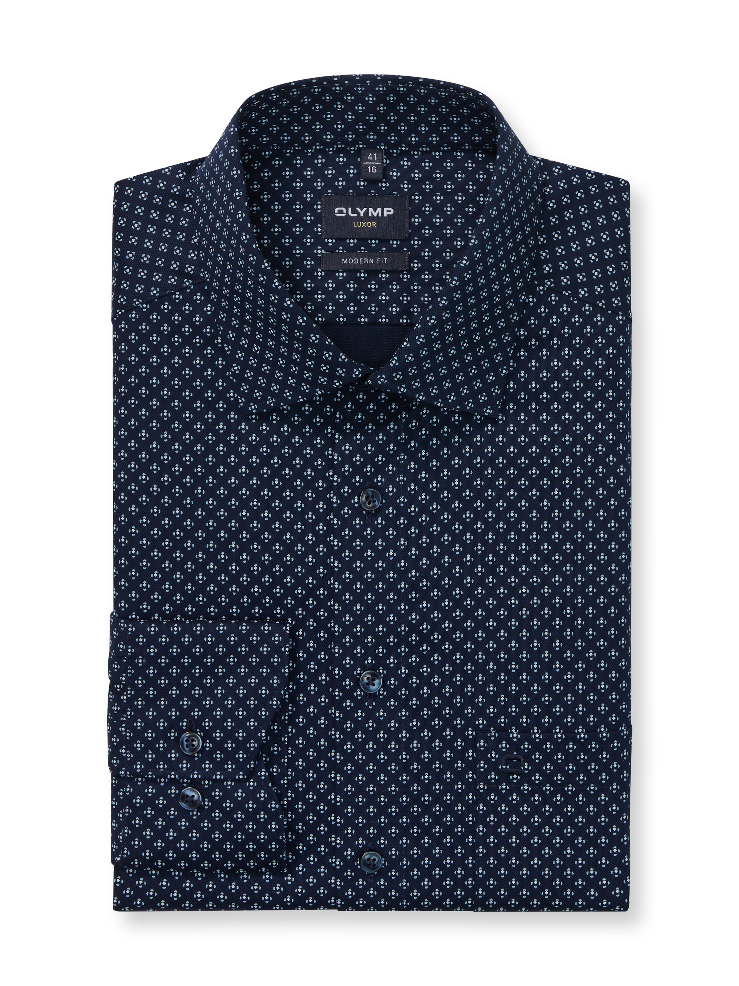 OLYMP Langarmhemd »Luxor modern fit«, modern fit, gemustert, Businesshemd, New Kentkragen, Extra langer Arm
