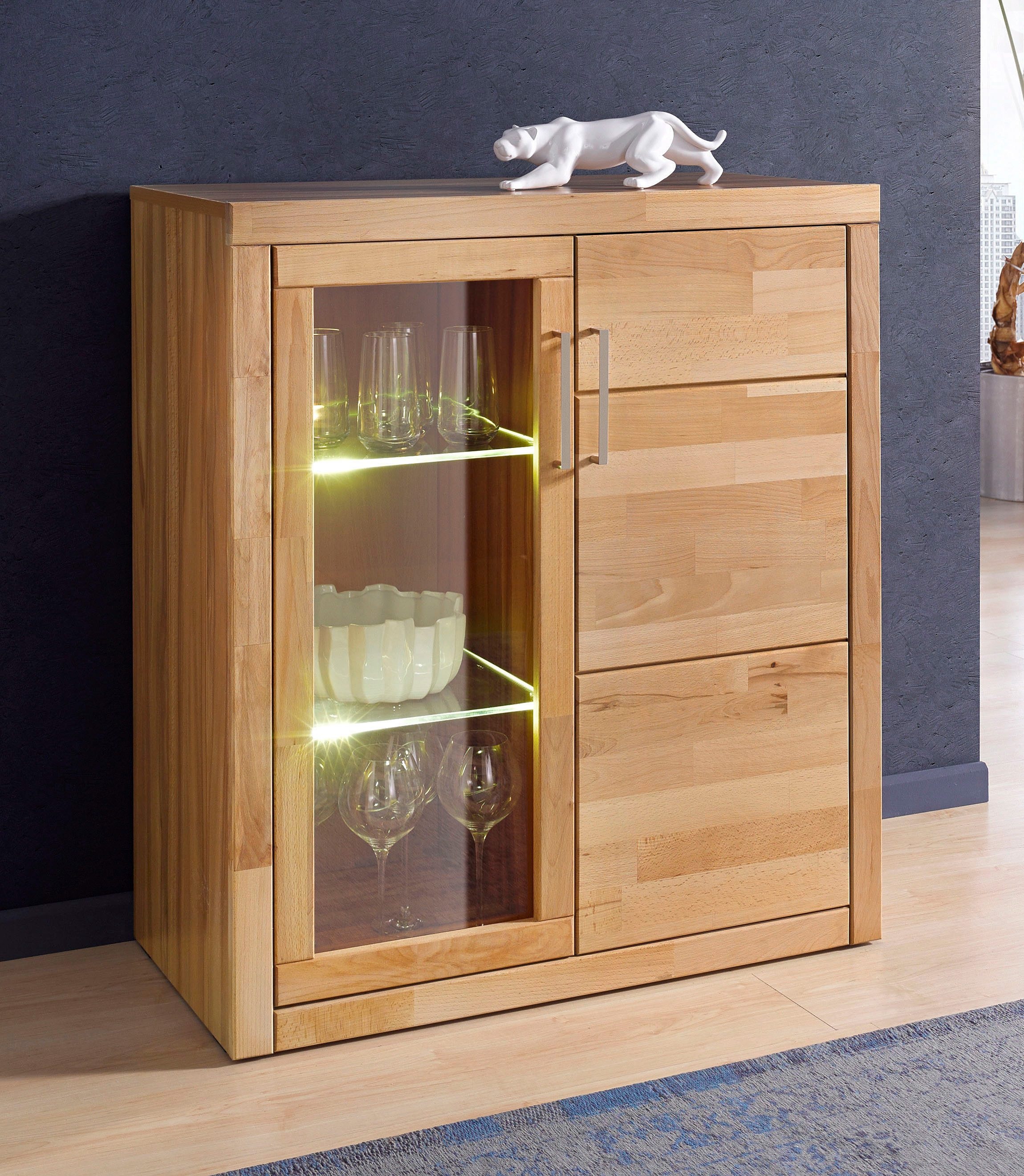 Home affaire Vitrine »Logo,100cm hoch,42 cm tief,Fronten Massivholz,6Fächer günstig online kaufen