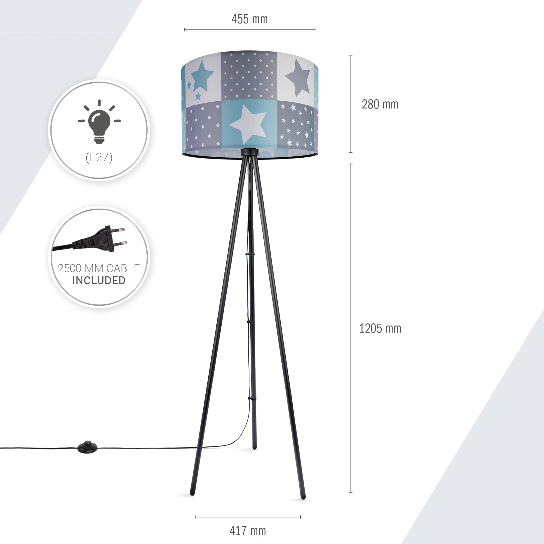 Paco Home Stehlampe »Trina Cosmo«, Leuchtmittel E27 | ohne Leuchtmittel, Kinderlampe LED Kinderzimmer Lampe Sternen Motiv, Stehleuchte E27