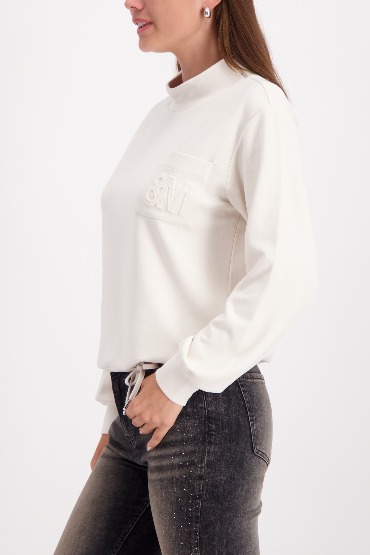 Monari Sweatshirt »Sweatshirt Basic Schmuckdetail« Regular fit mit Stehkragen