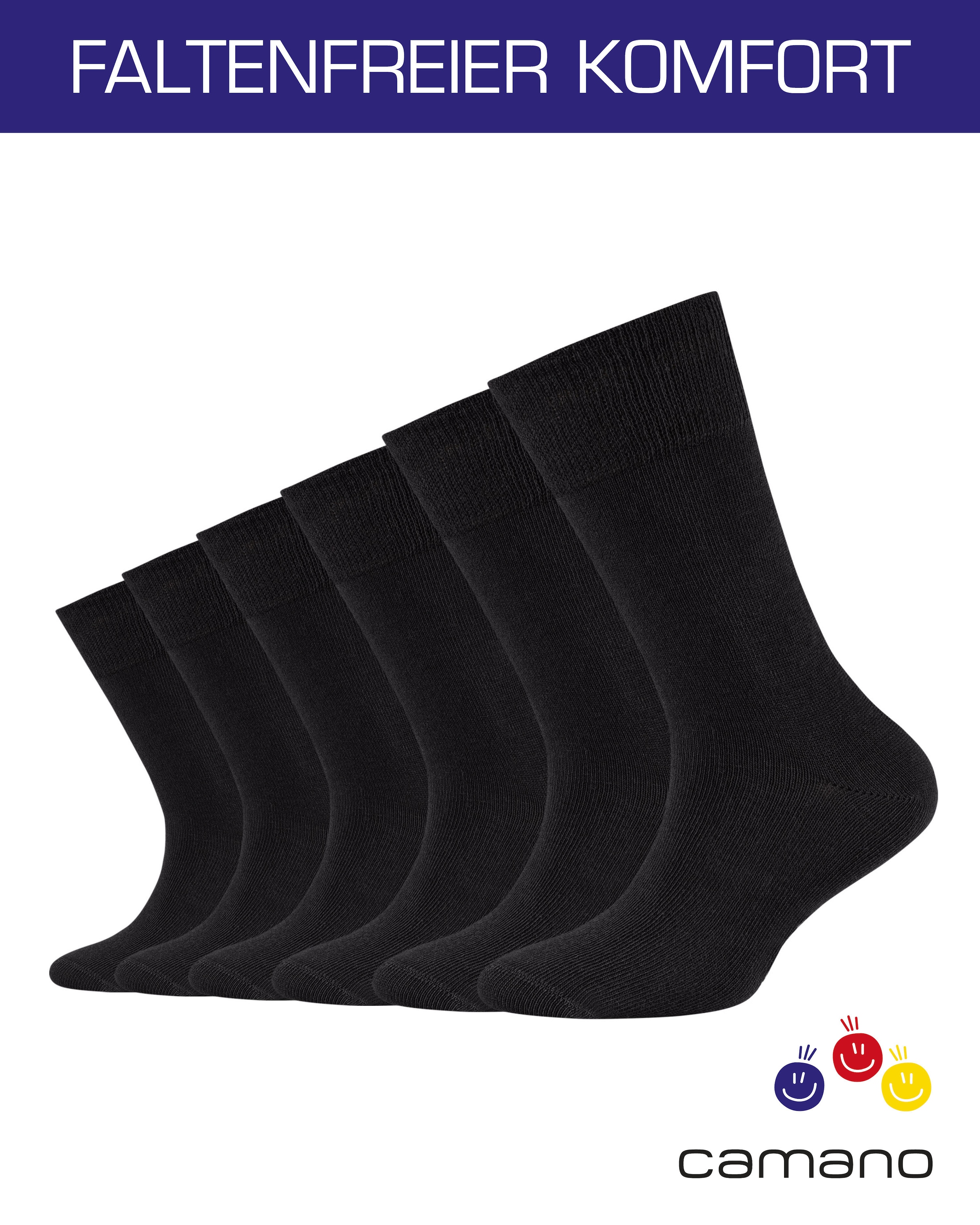 Camano Socken »ca-soft« 6 Paar,  mit Komfortbund und gepolsterten Zehen-/Fersenbereich