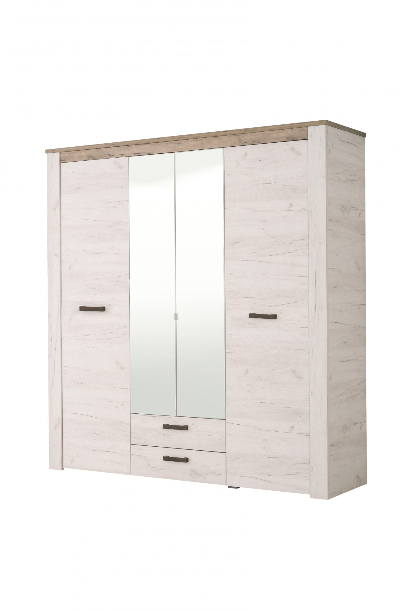 Home affaire Kleiderschrank »Kent, FSC®-zertifizierter Holzwerkstoff, Made in Europe«, Schlafzimmerschrank mit Spiegel und Schubladen, 198,5x55,5x206,5cm