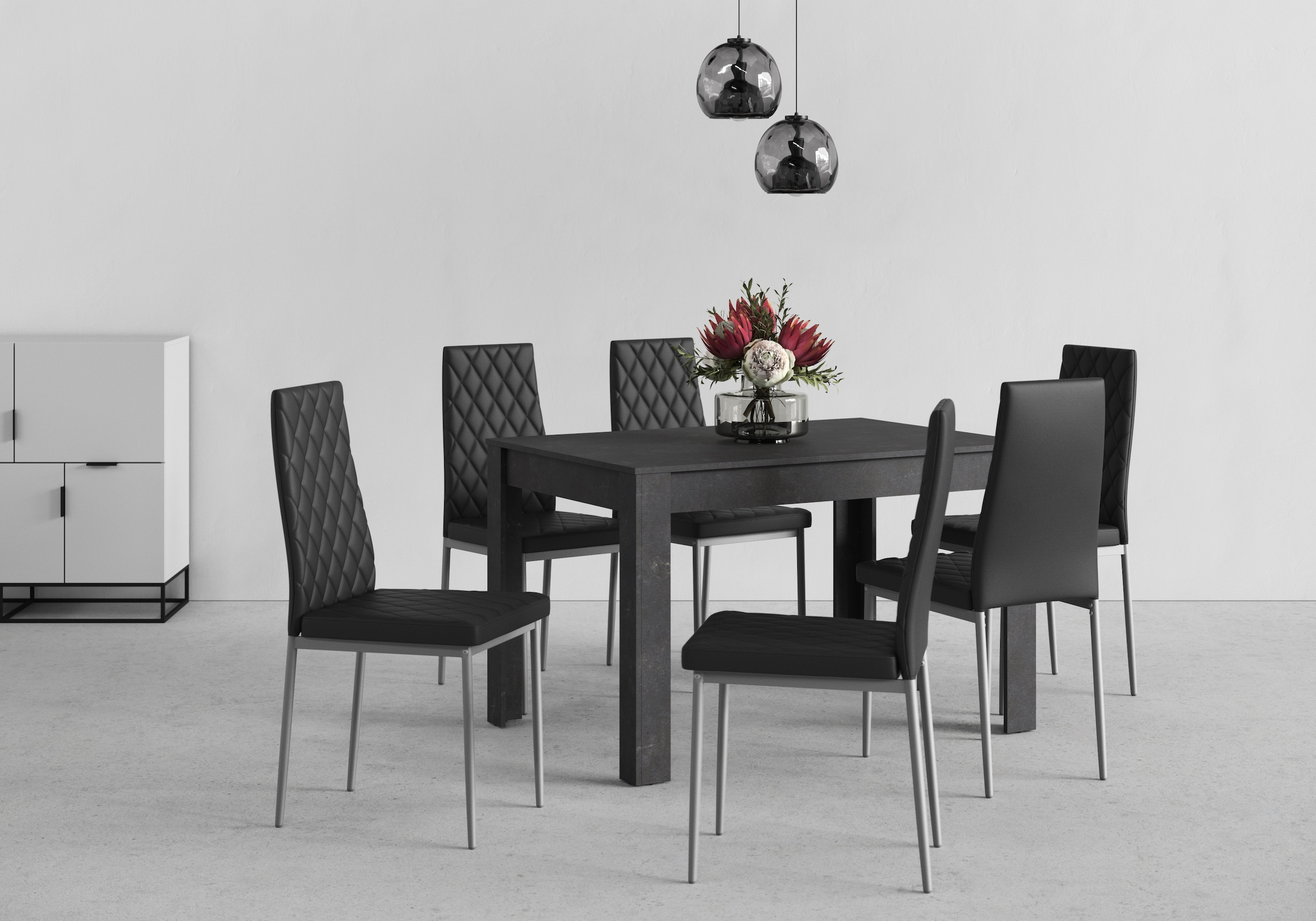 INOSIGN Essgruppe, (Set, 5 tlg.), 4 Stühle mit Tisch in schieferfarben,  Breite 120 cm auf Rechnung bestellen