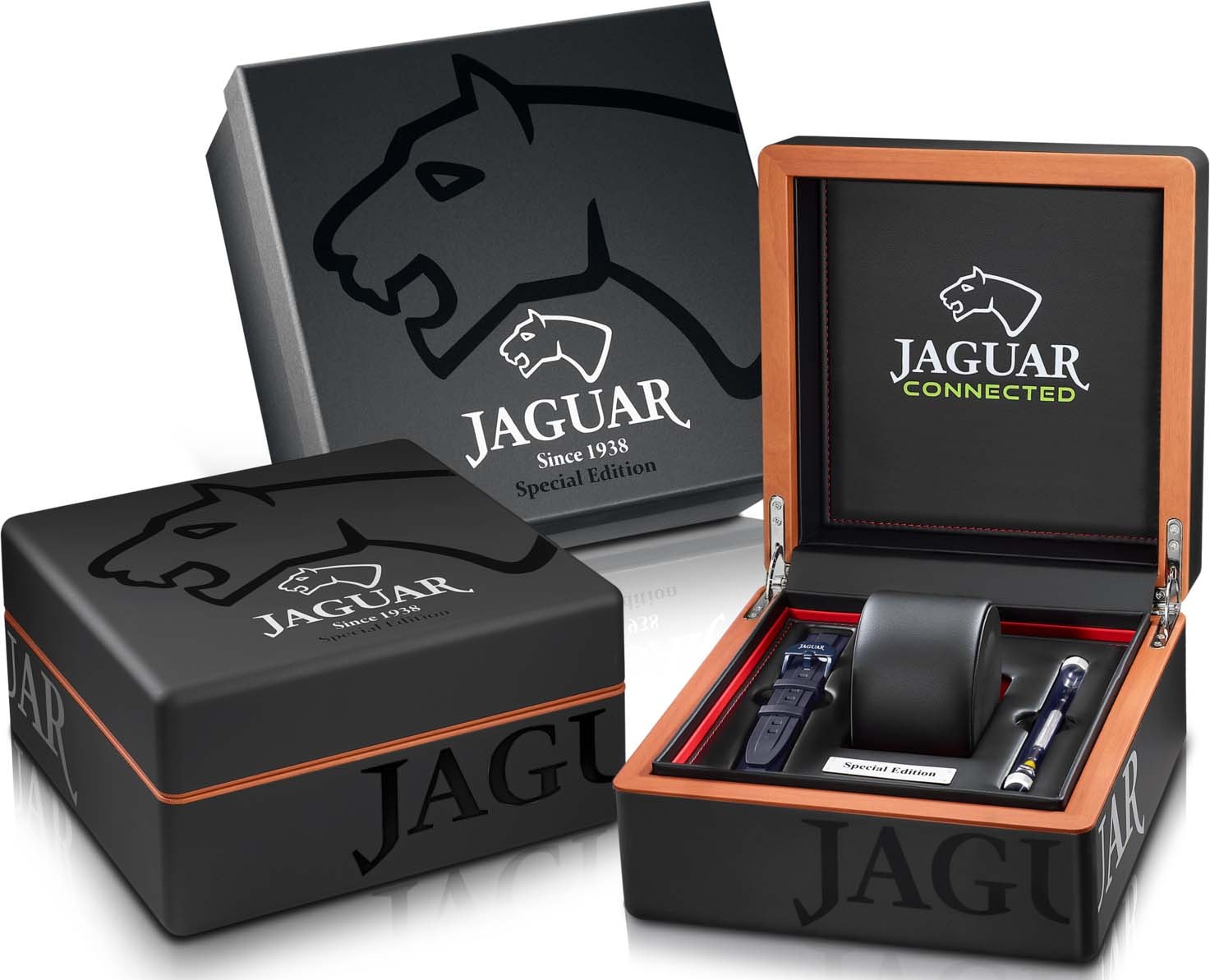 Jaguar Chronograph »Connected Special Edition«, (Set, 3 tlg., mit Wechselband und Werkzeug), Armbanduhr,Quarzuhr,Herrenuhr,Saphirglas,Stoppfunkion,Edelstahlarmband
