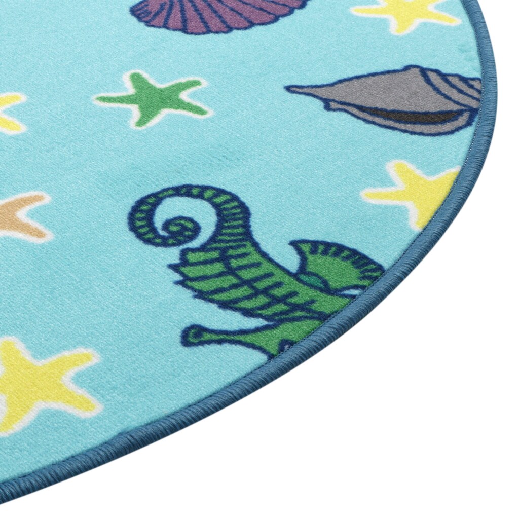 Living Line Kinderteppich »Meereswelt Muschel«, rund, 7 mm Höhe, Velours, Motiv Meerestiere, Kinderzimmer