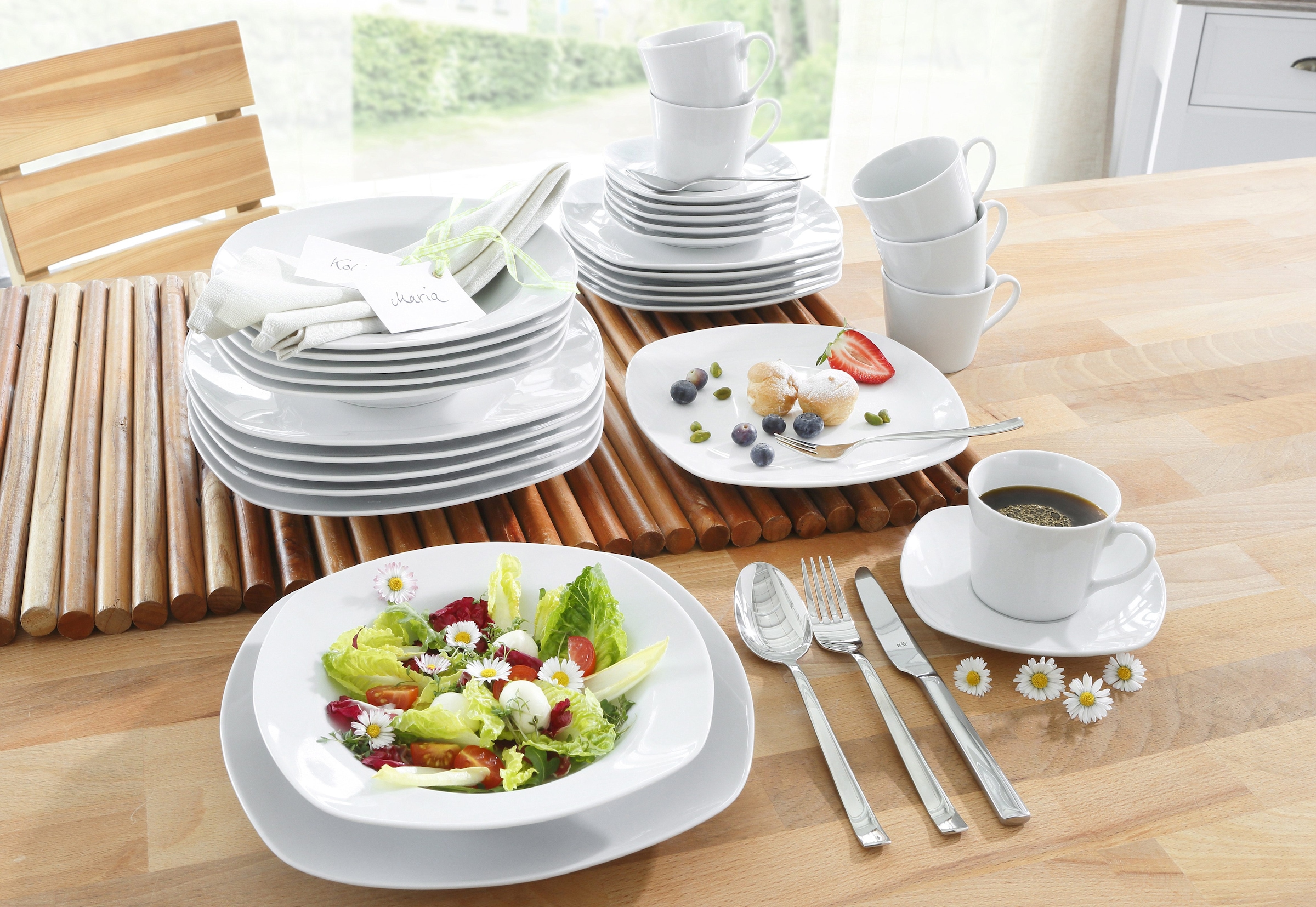 CreaTable Kaffeeservice »Geschirr-Set Amelie«, (Set, 18 tlg., Kaffeegeschirr für 6 Personen), Service, weiß, 18 Teile, für 6 Personen