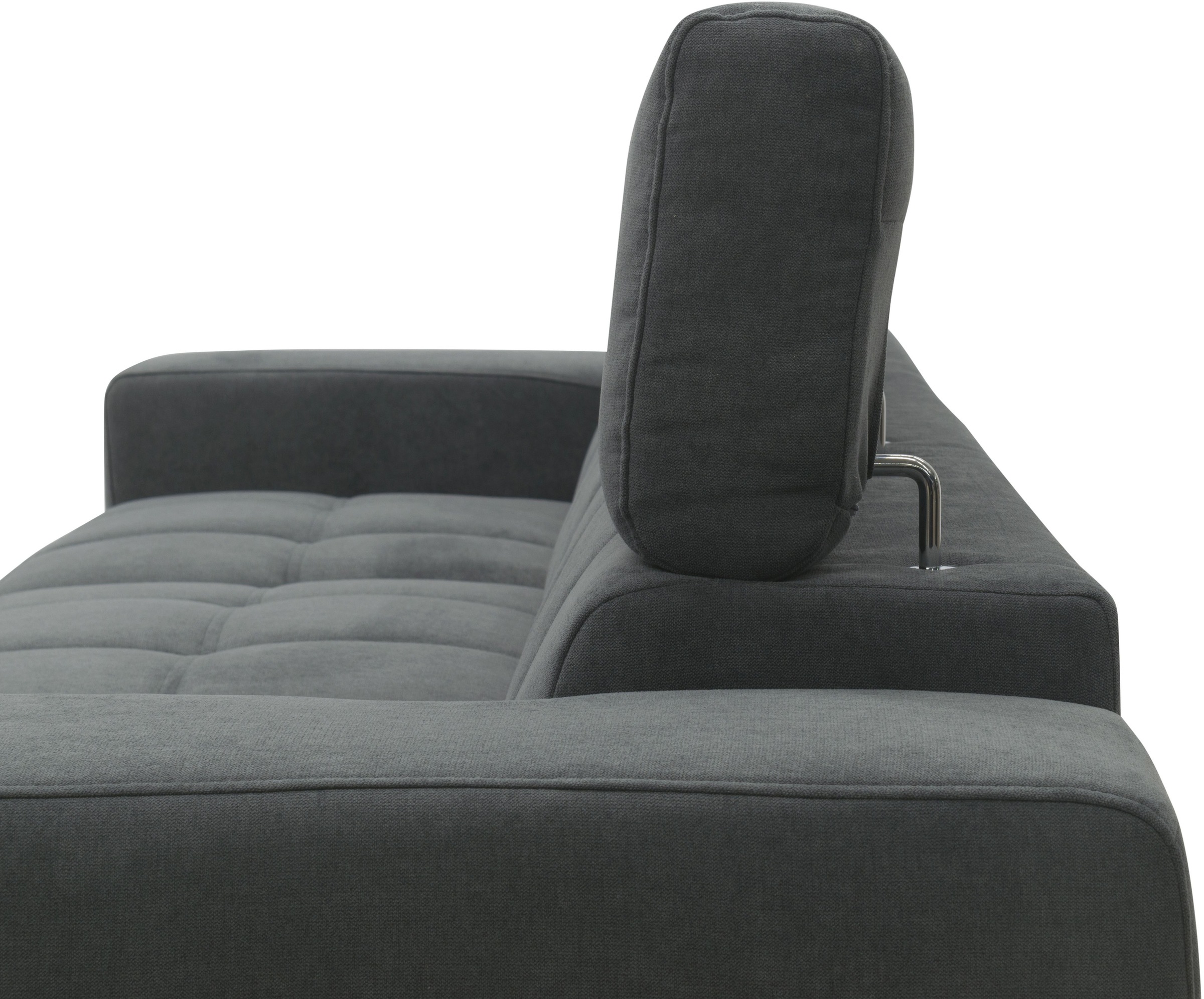DOMO collection Ecksofa »Trento L-Form, mit Kufenfuß oder Einzelfuß«, wahlweise mit Kopfteilverstellung, Recamiere links/rechts bestellbar