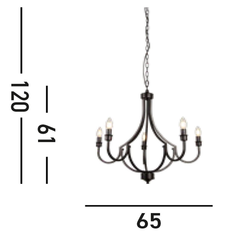 Searchlight Kronleuchter »Lodge 5Lt Pendant - Black Metal« E14 1 Stk.
