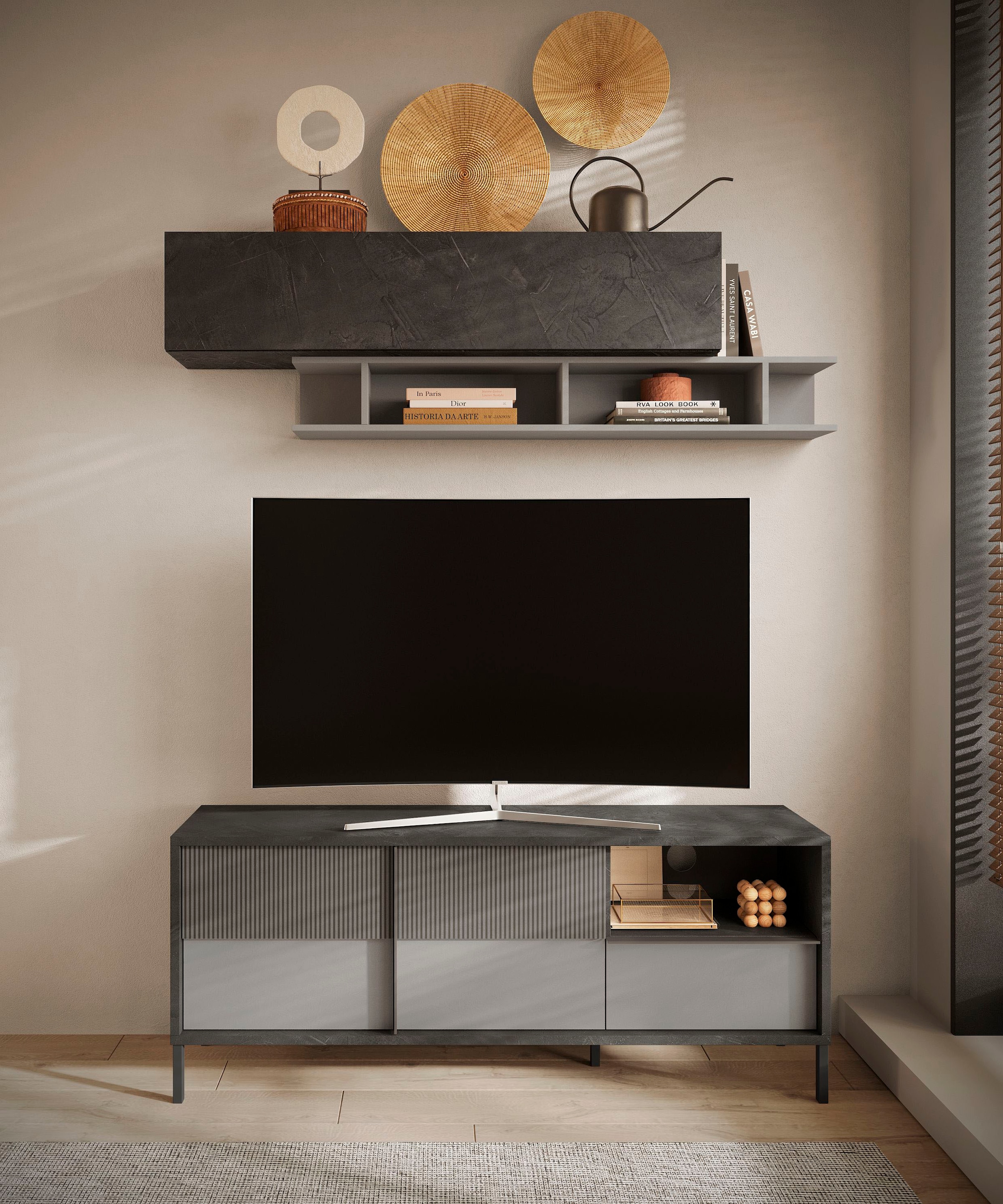 INOSIGN Lowboard »Everest Breite 156 cm, TV-Board mit 2 Türen u. 1 Schubkasten«, Fernsehtisch, TV-Schrank, Soft/Self Closing, Korpus 22 mm
