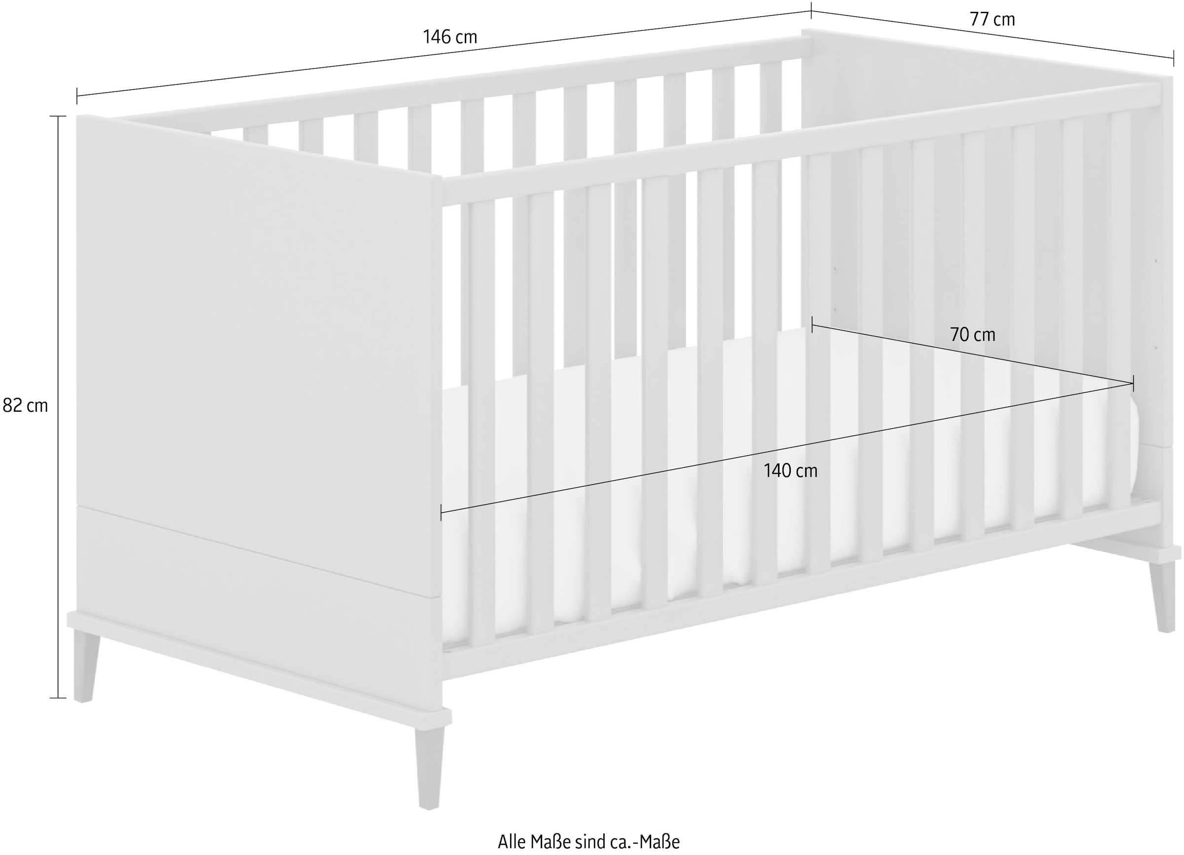 PAIDI Babybett »NEA, by PAIDI«, 4-fach höhenverstellbar, umbaubar zum Juniorbett/ Kindersofa