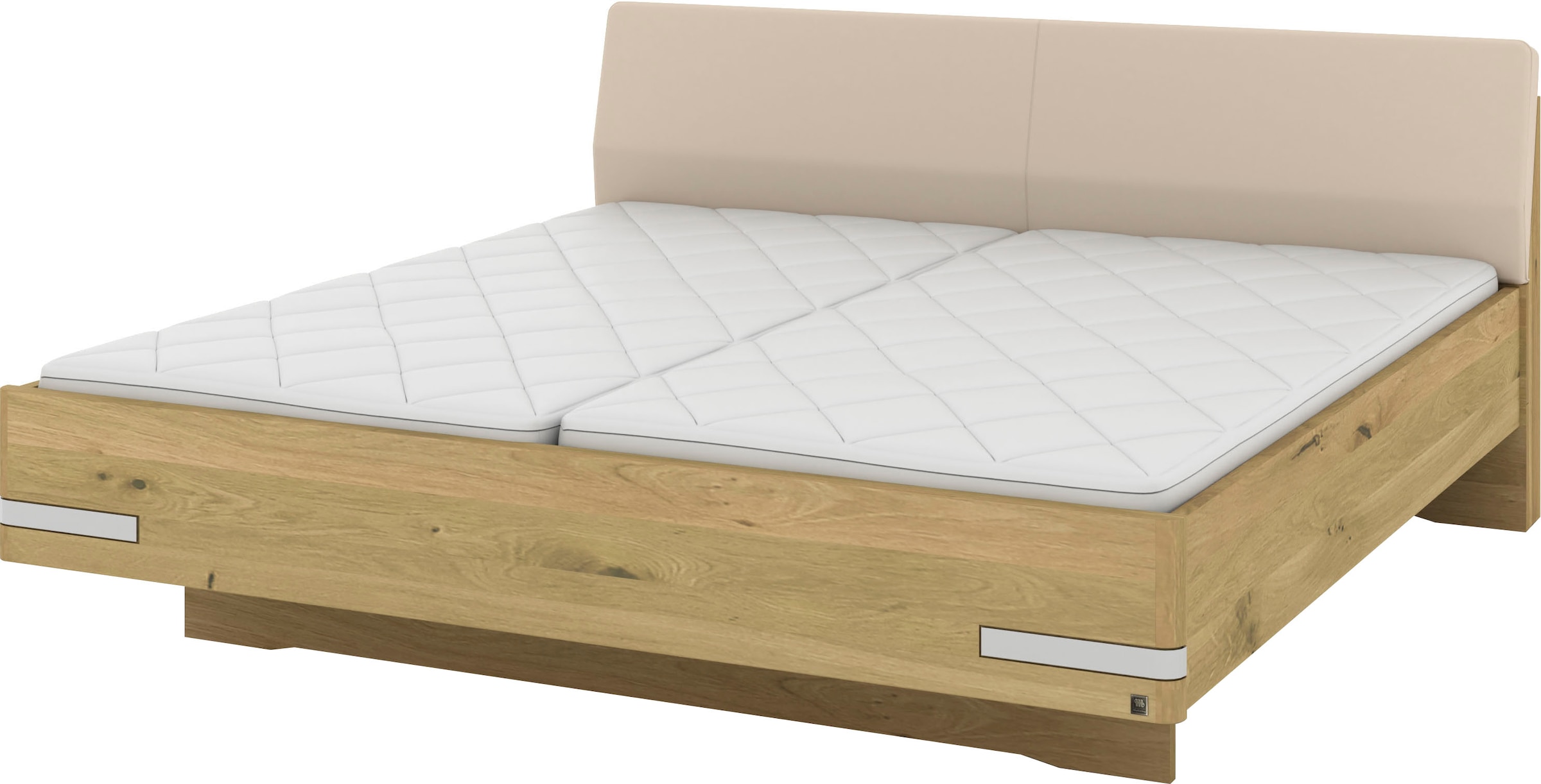 Musterring Holzbett »Savona«, (Belastbarkeit 220 Kg, 4-fache Liegehöhenverstellung, MADE IN GERMANY), Kopfteil Kunstleder Champagner, Details in Chrom, verschiedene Größen