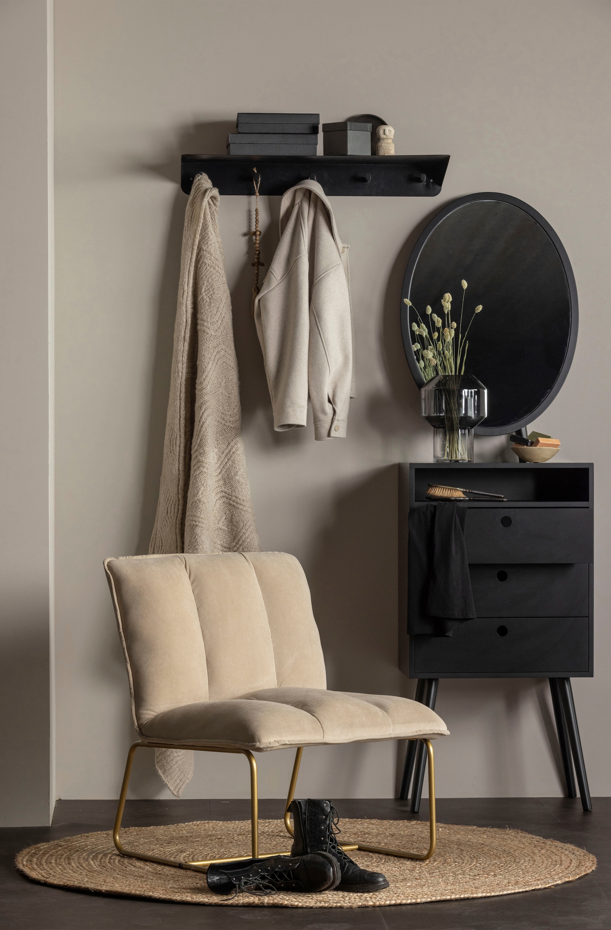 WOOOD Esszimmerstuhl »Fie mit Rippenstoff-Bezug und Metallgestell B 64 x T 71 x H 77 cm« () PU-Schaumfüllung, Tragkraft 120 kg, einfach zu montieren