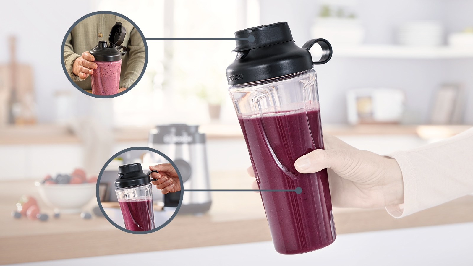 BOSCH Trinkflasche »MMZBTK1B«, (Packung, 1 tlg.), passend für OptiMUM Küchenmaschine und VitaPower Series 4 Standmixer
