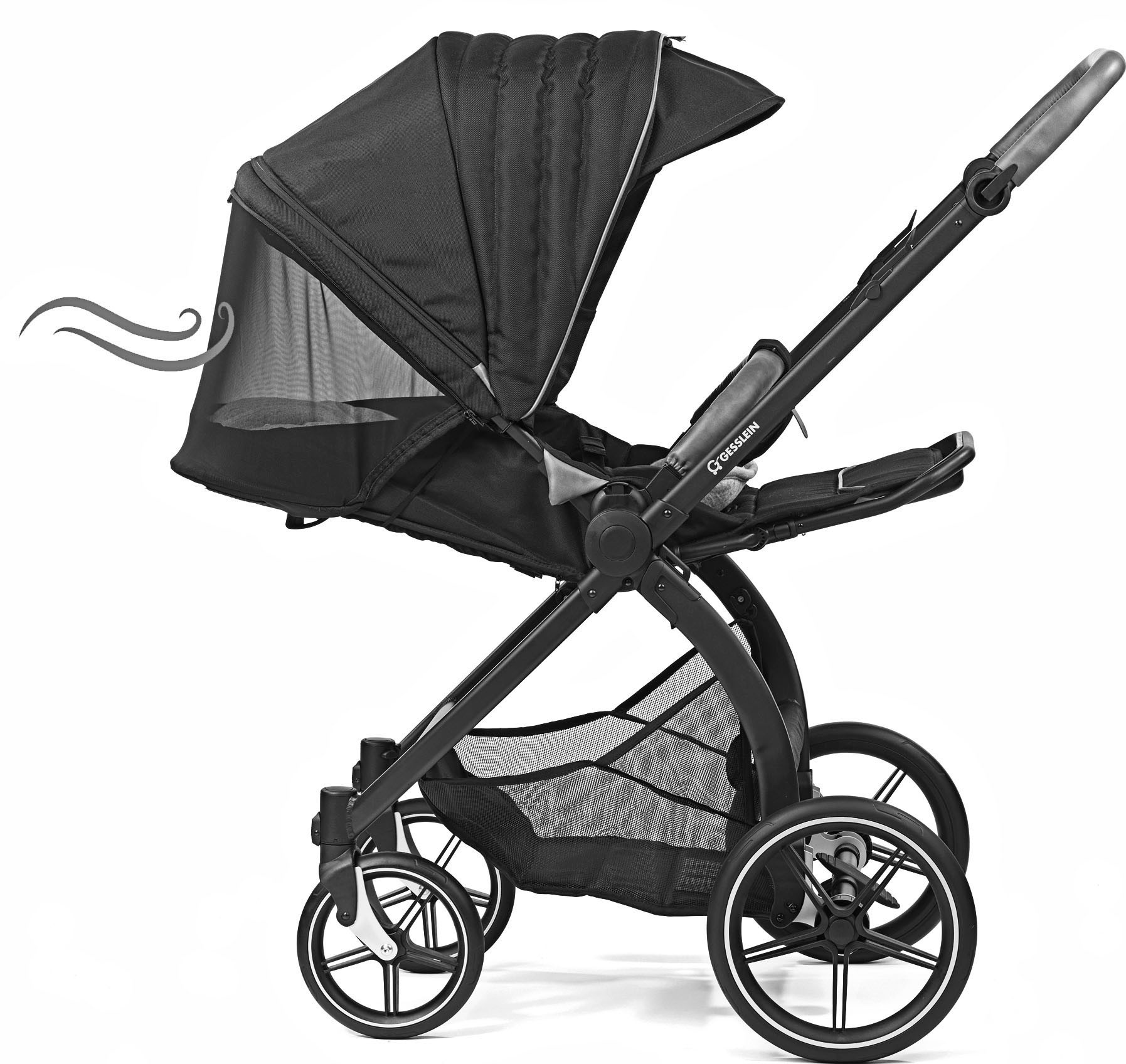 Gesslein Kombi-Kinderwagen »FX4 Soft+ mit schwarz, Aufsatz Babywanne mintgrün meliert«, und Swing C3 Babyschalenadapter kaufen mit