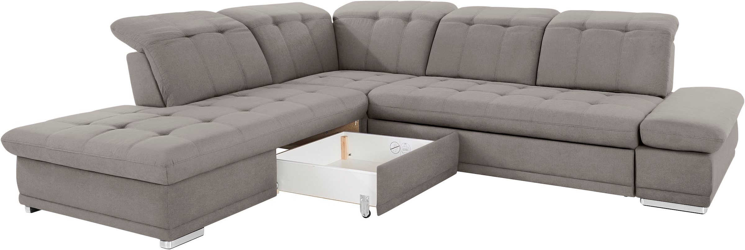 COTTA Ecksofa »Holiday L-Form mit Sitztiefen-, Armteil- und Kopfteilverstellung«, wahlweise mit Bettfunktion & Bettkasten