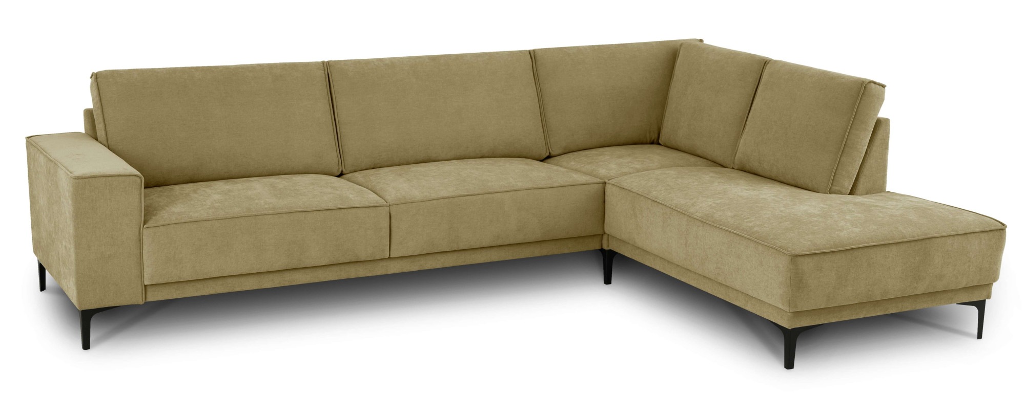 Places of Style Ecksofa »Polsterecke Oland, Struktur, Flachgewebe, Luxus-Microfaser, Boucle«, L-Form, 289 cm, Wellenunterfederung, Skandi-Design, Metallfüße