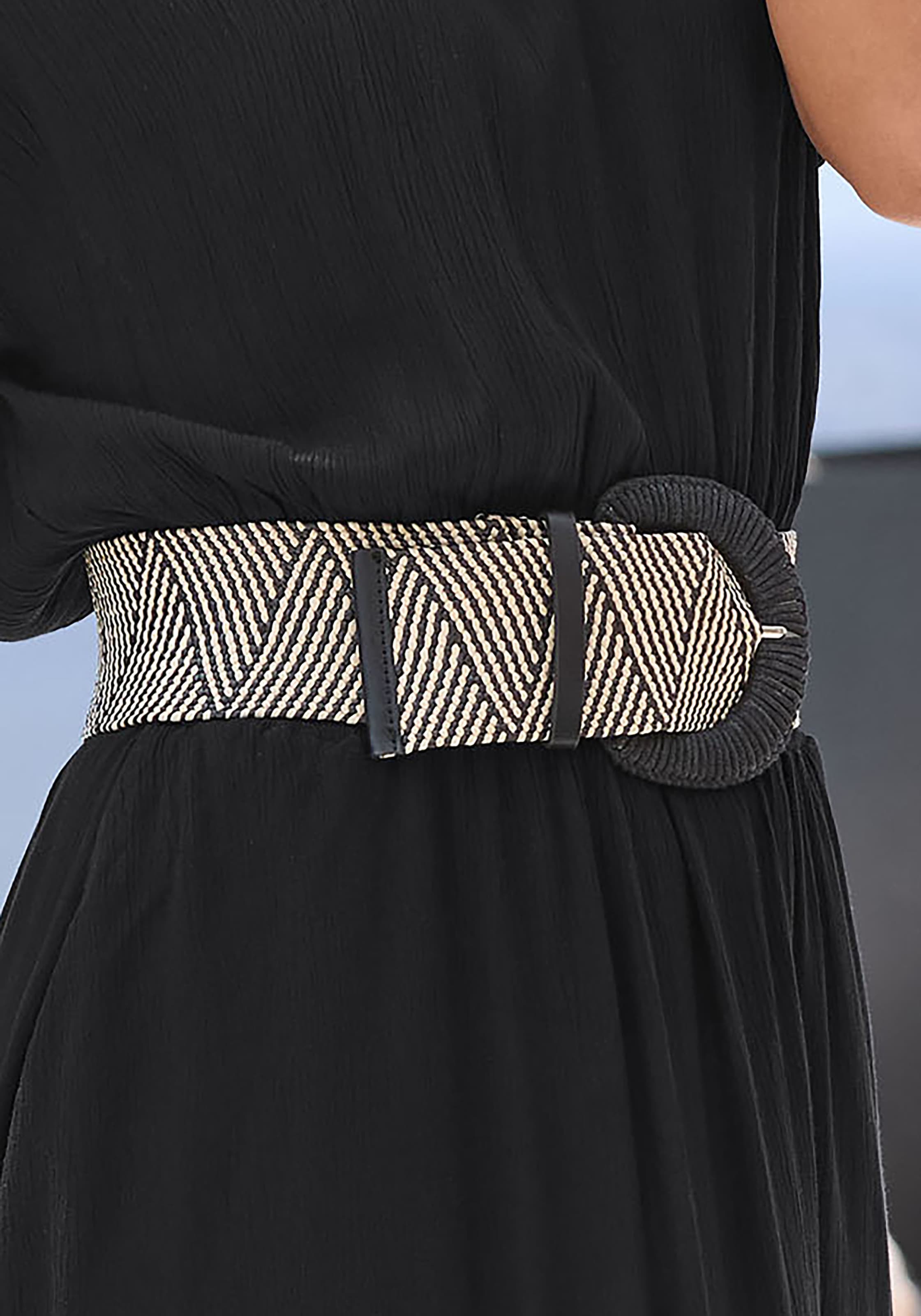 LASCANA Taillengürtel »Stretchgürtel, Schmuckgürtel« elastischer Gürtel für Kleid & Overall, Bauchgürtel, Bast-Optik
