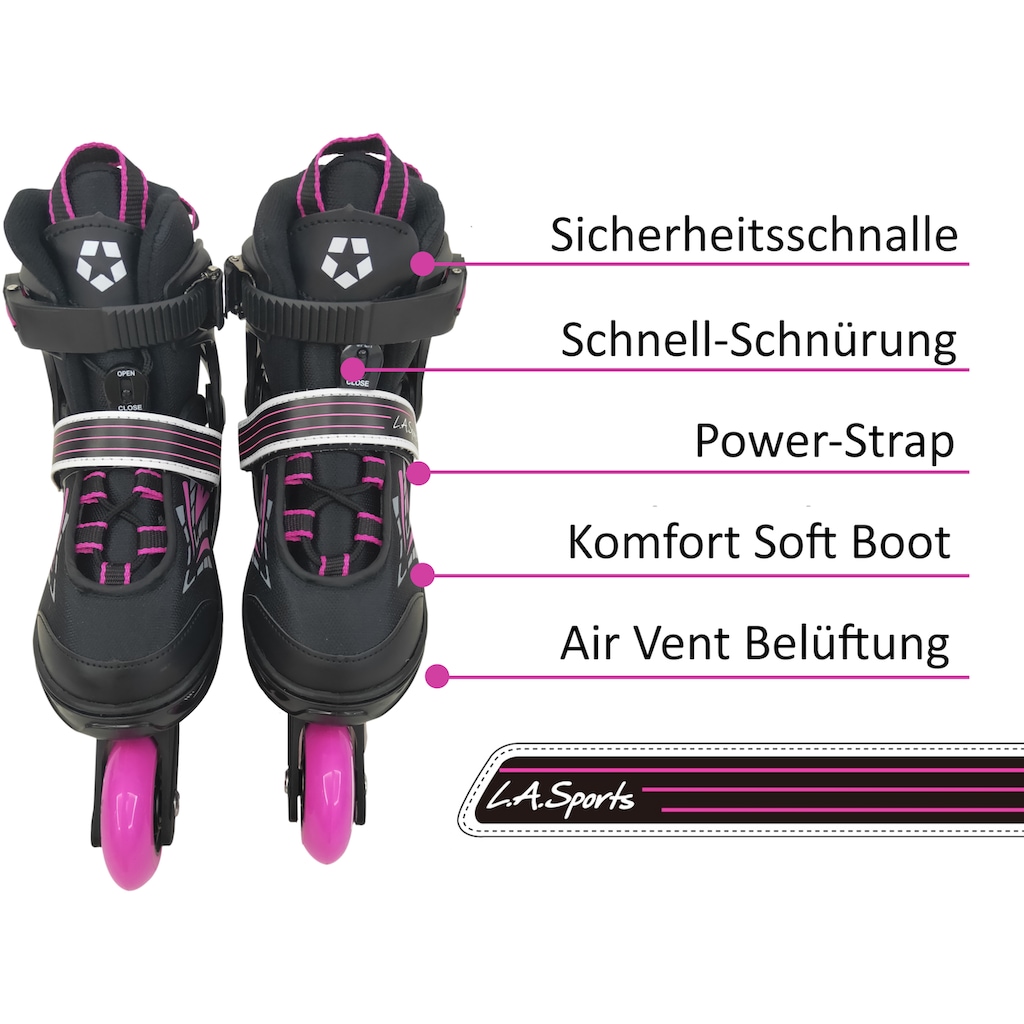 L.A. Sports Inlineskates »Inliner Skate Softboot Kinder Jugendliche Größenverstellung«