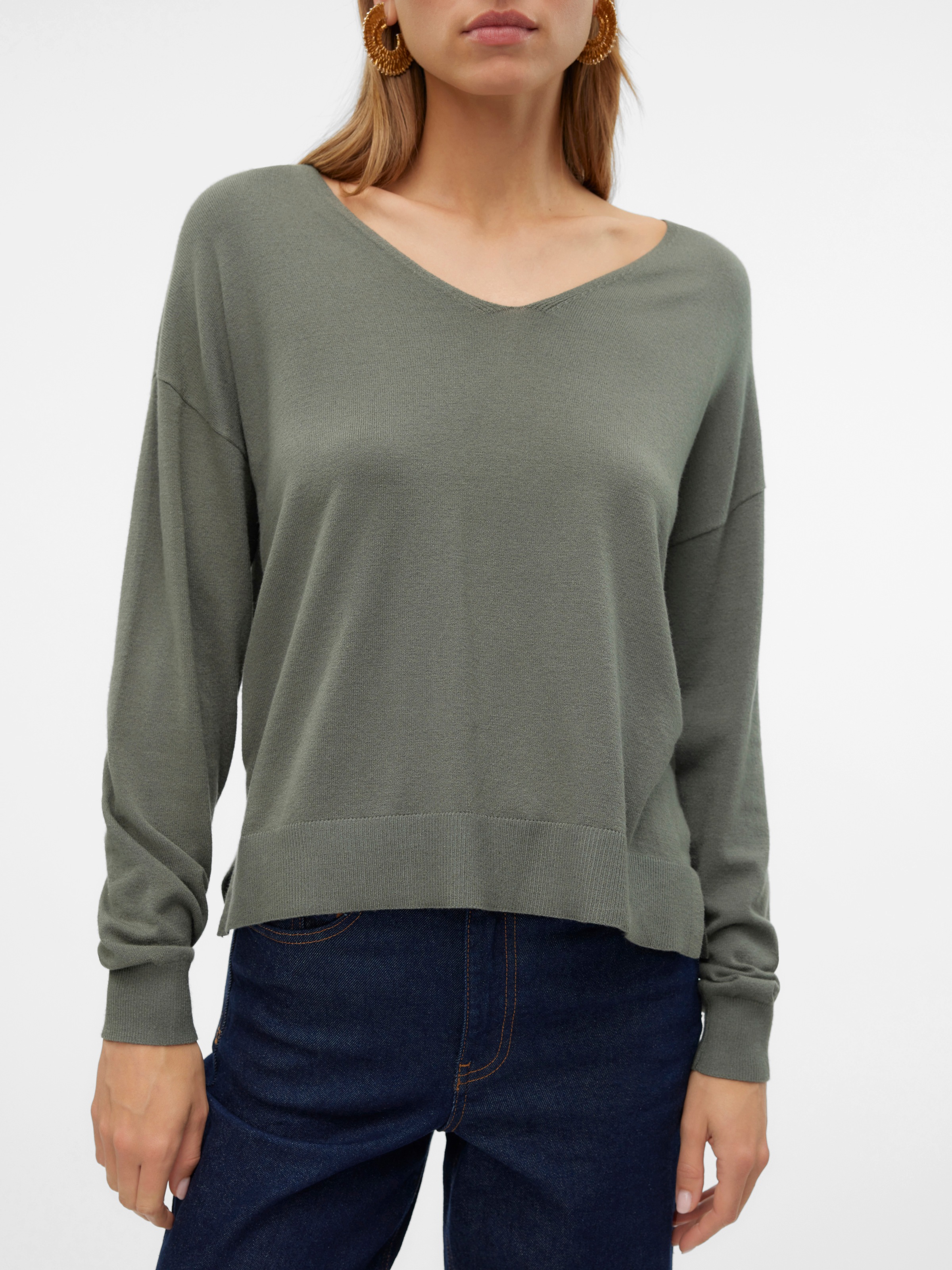 Vero Moda V-Ausschnitt-Pullover »VMBREEZE LS V-NECK PULLOVER GA BOO«