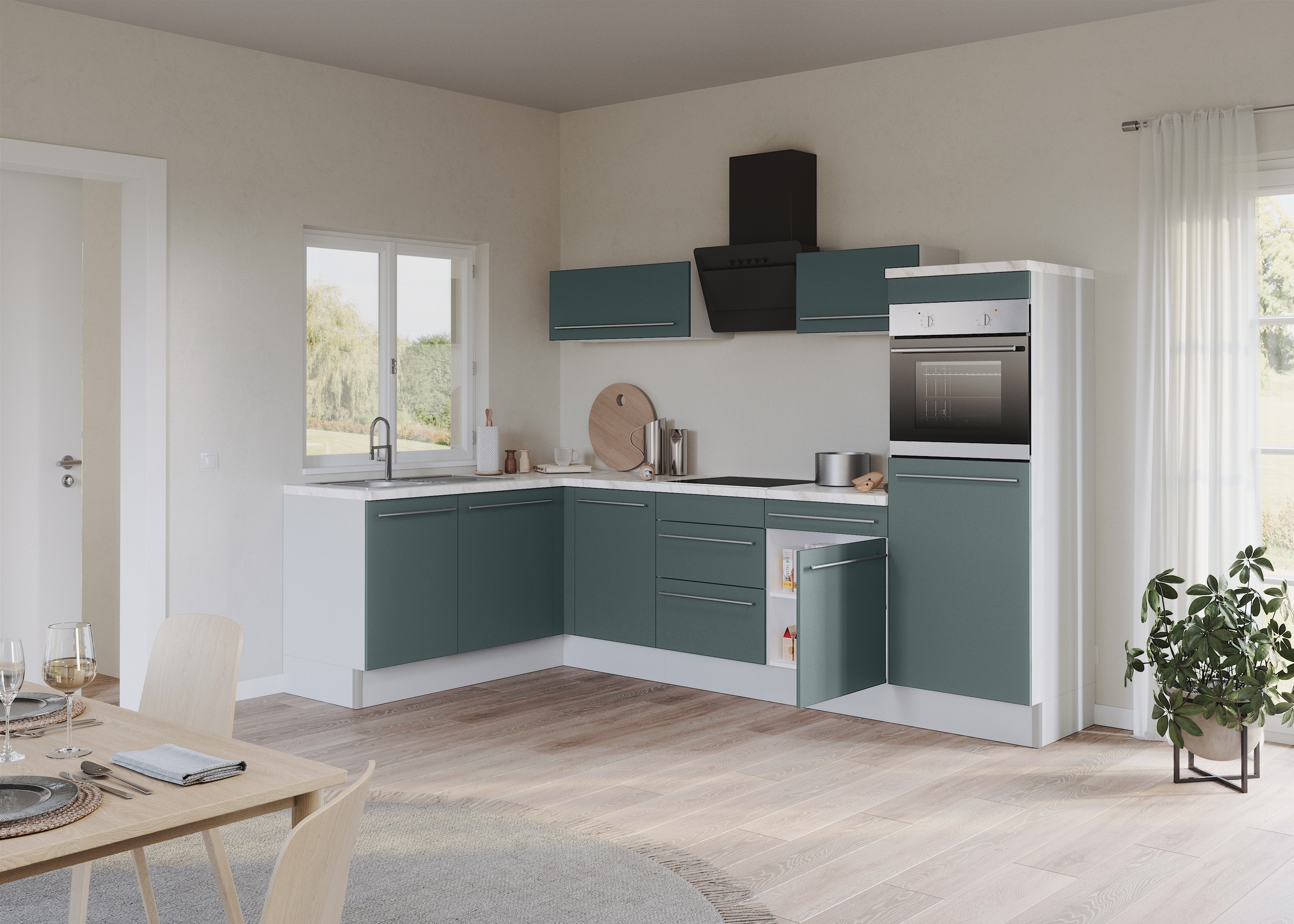 KOCHSTATION Küche »KS-Bern2« Stellmaße 295 x 175 cm, wahlweise mit E-Geräte günstig online kaufen