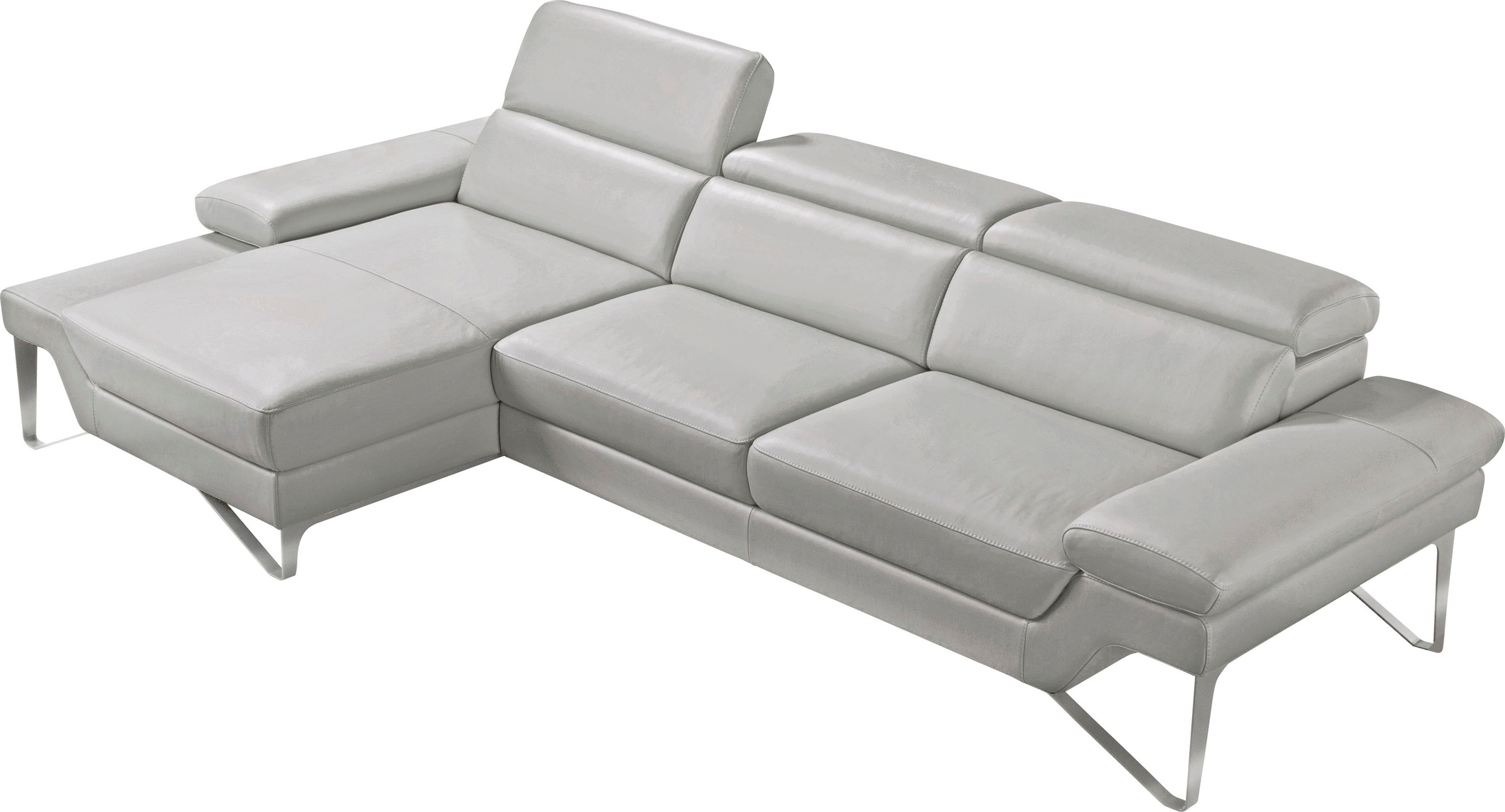 Egoitaliano Ecksofa »Princess, elegantes Designsofa mit erstklassigem Sitzkomfort, L-Form« mit Recamiere, inkl. Kopfteilverstellung, edle Designmetallfüße