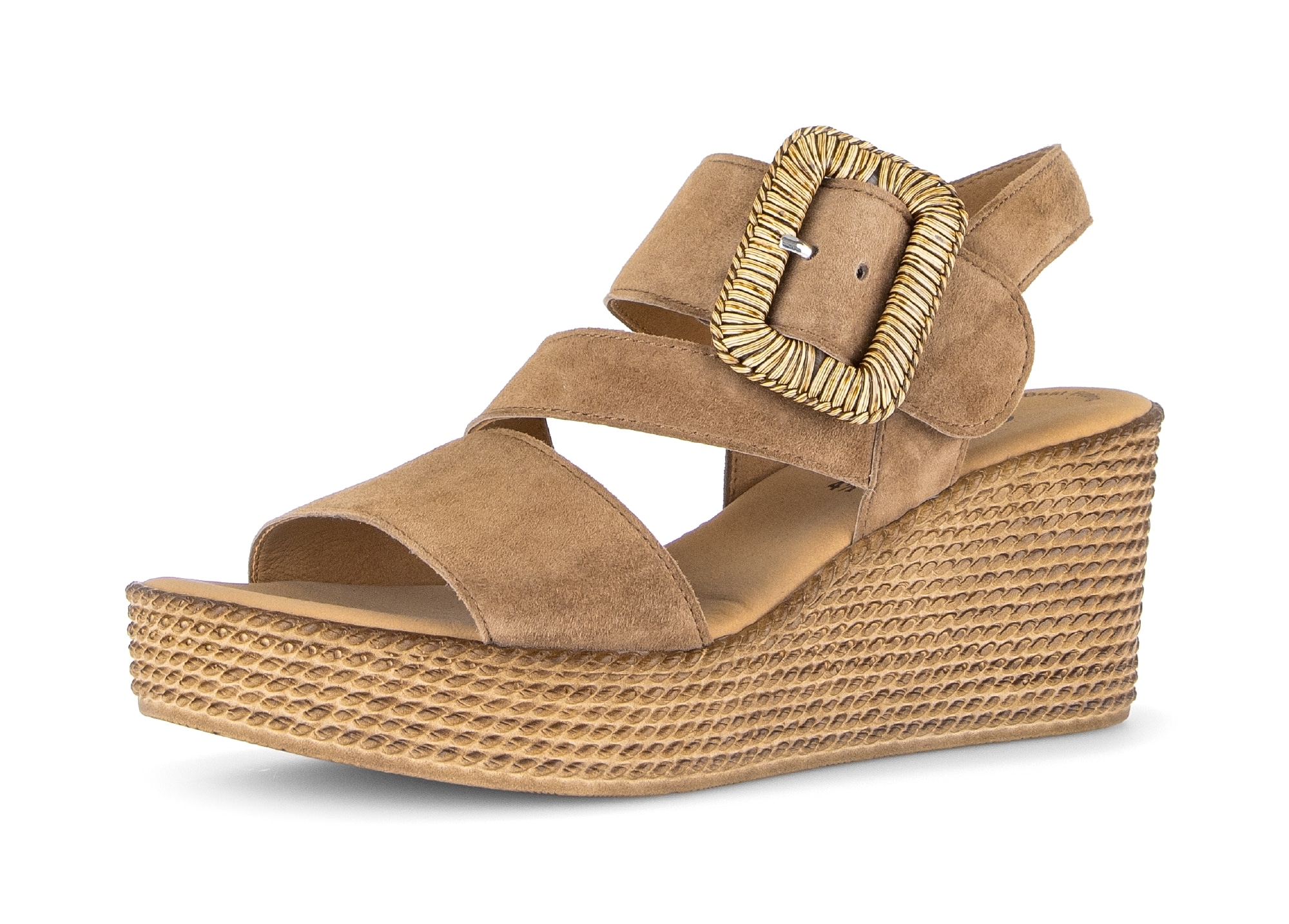 Gabor Keilsandalette  , Sommerschuh, Riemchensandale mit auffälliger Zierschnalle
