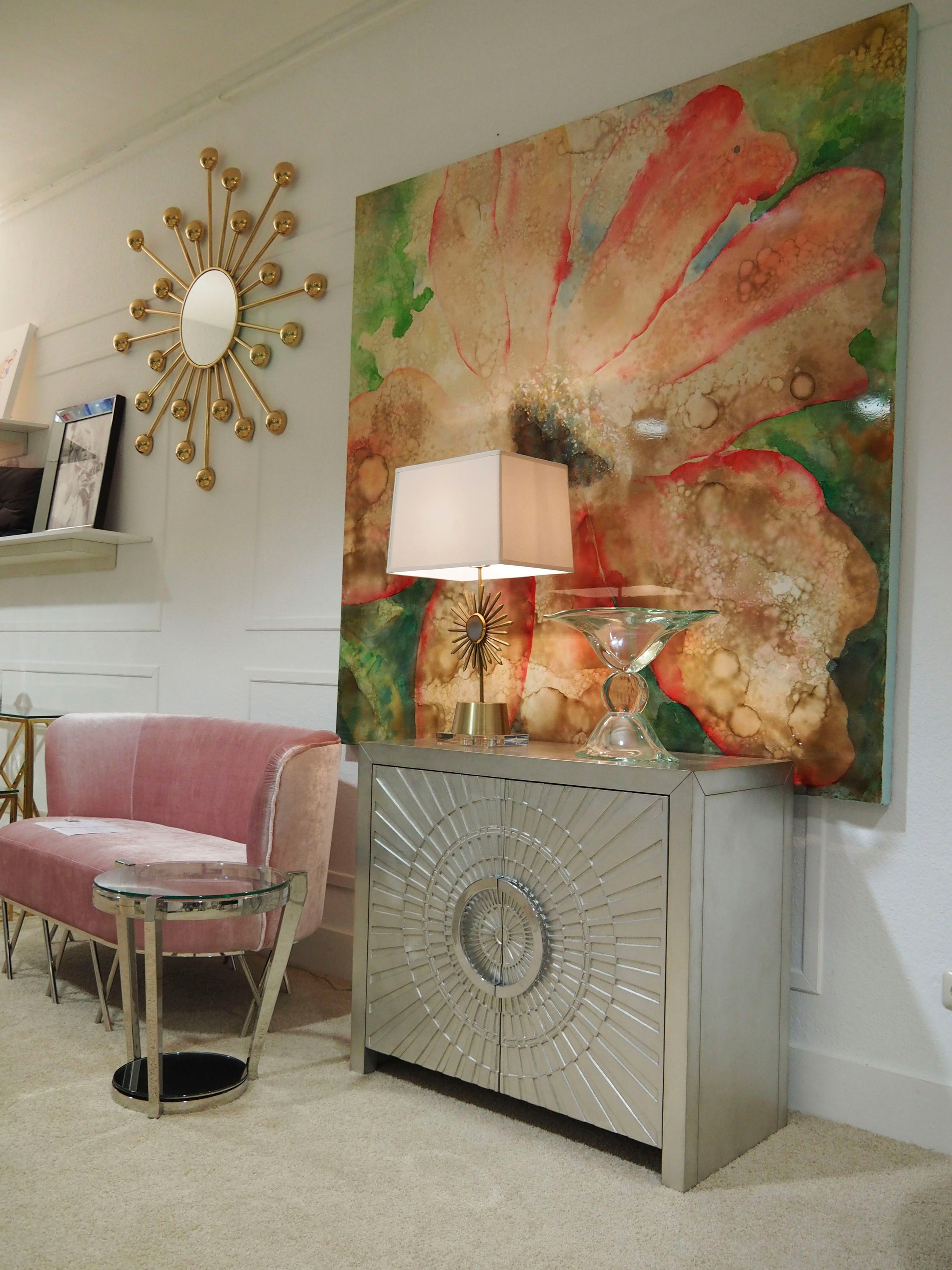 LEONIQUE Kommode »Palmer« in hochwertiger Verarbeitung Silber