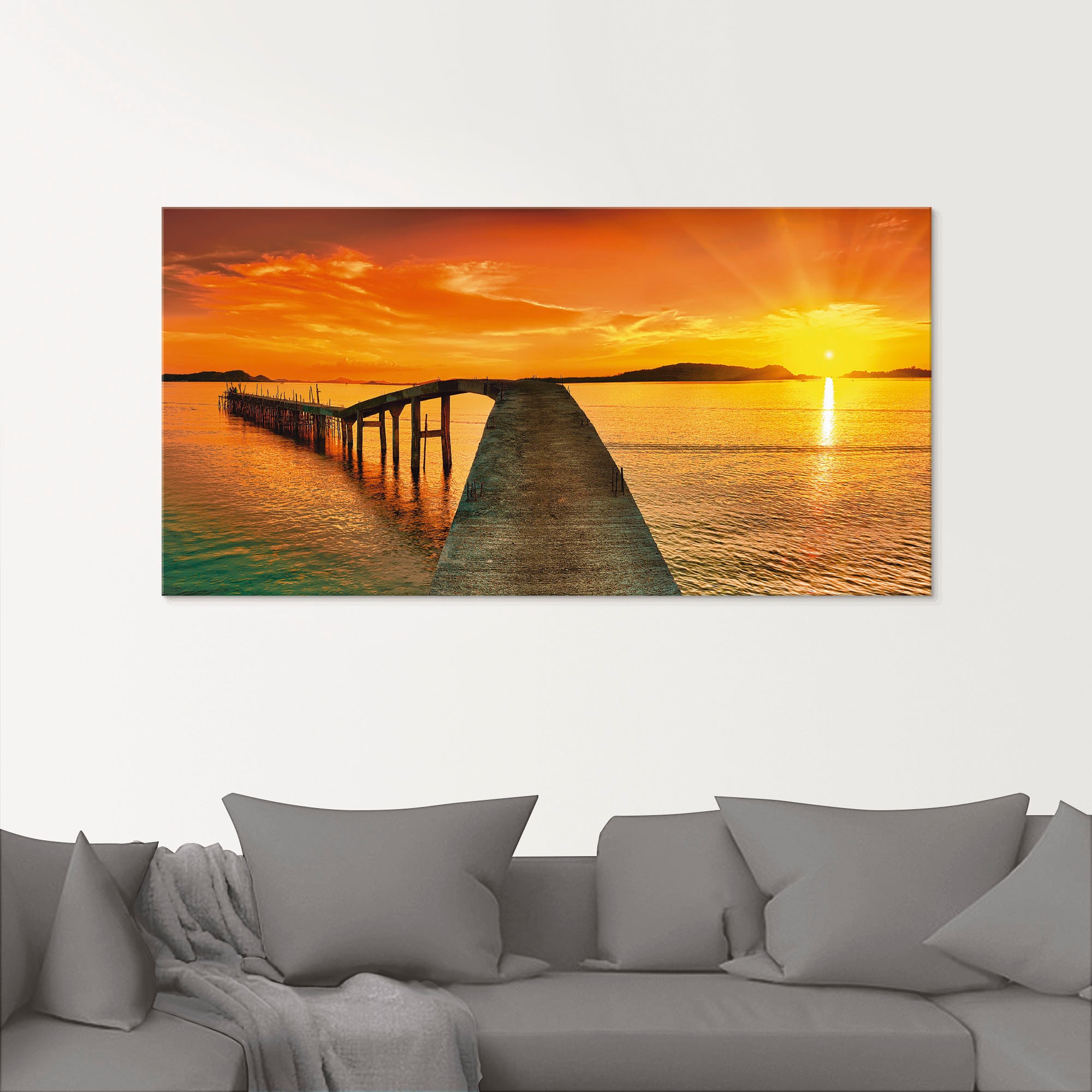 Artland Glasbild »Sonnenaufgang über dem Meer«, Gewässer, (1 St.), in verschiedenen Größen