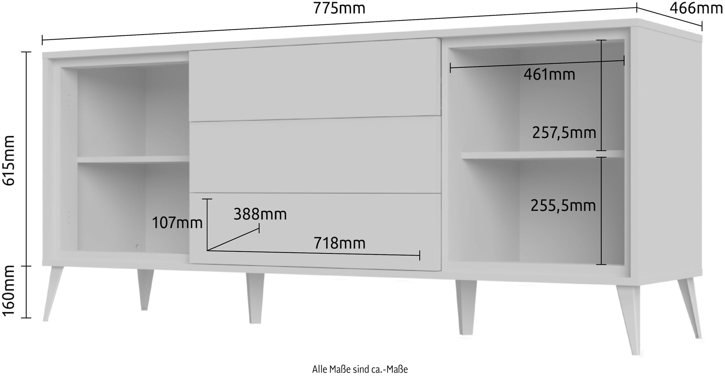 Home affaire Kommode »Vida«, UV lackiert, hochglänzend, Soft-Close und Push-to-open Funktion