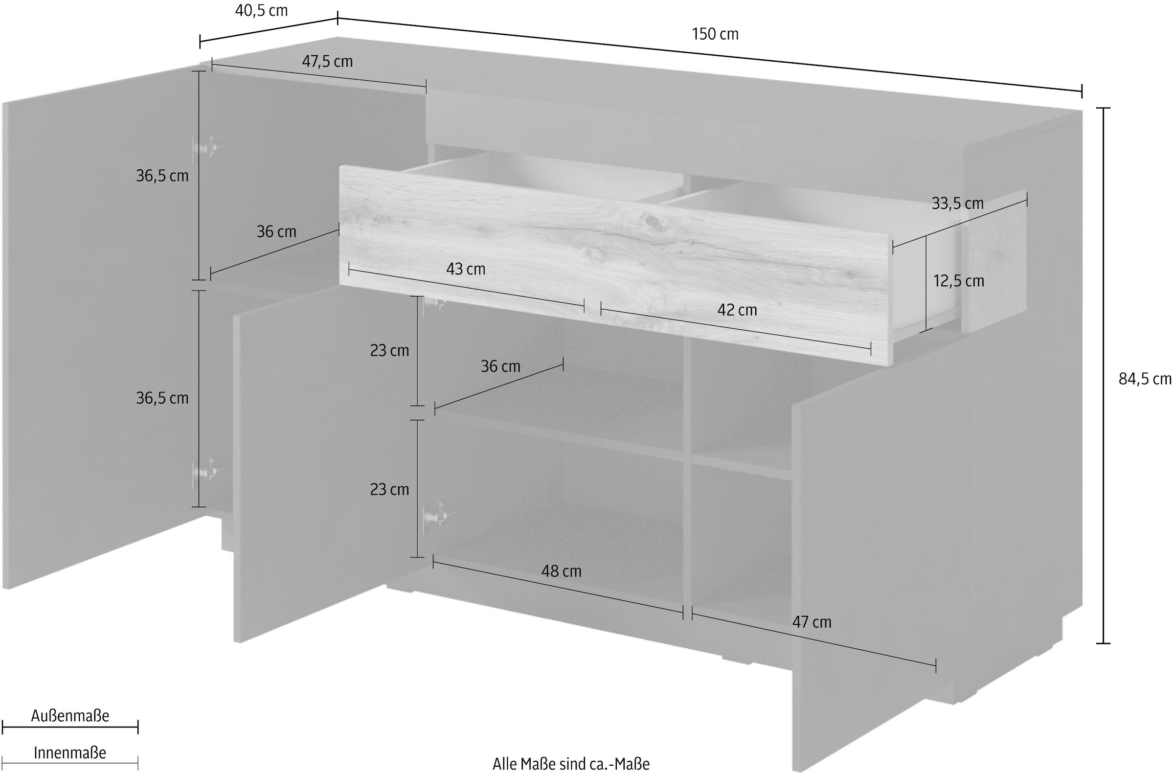 Helvetia Sideboard »SILKE«, Breite 150 cm