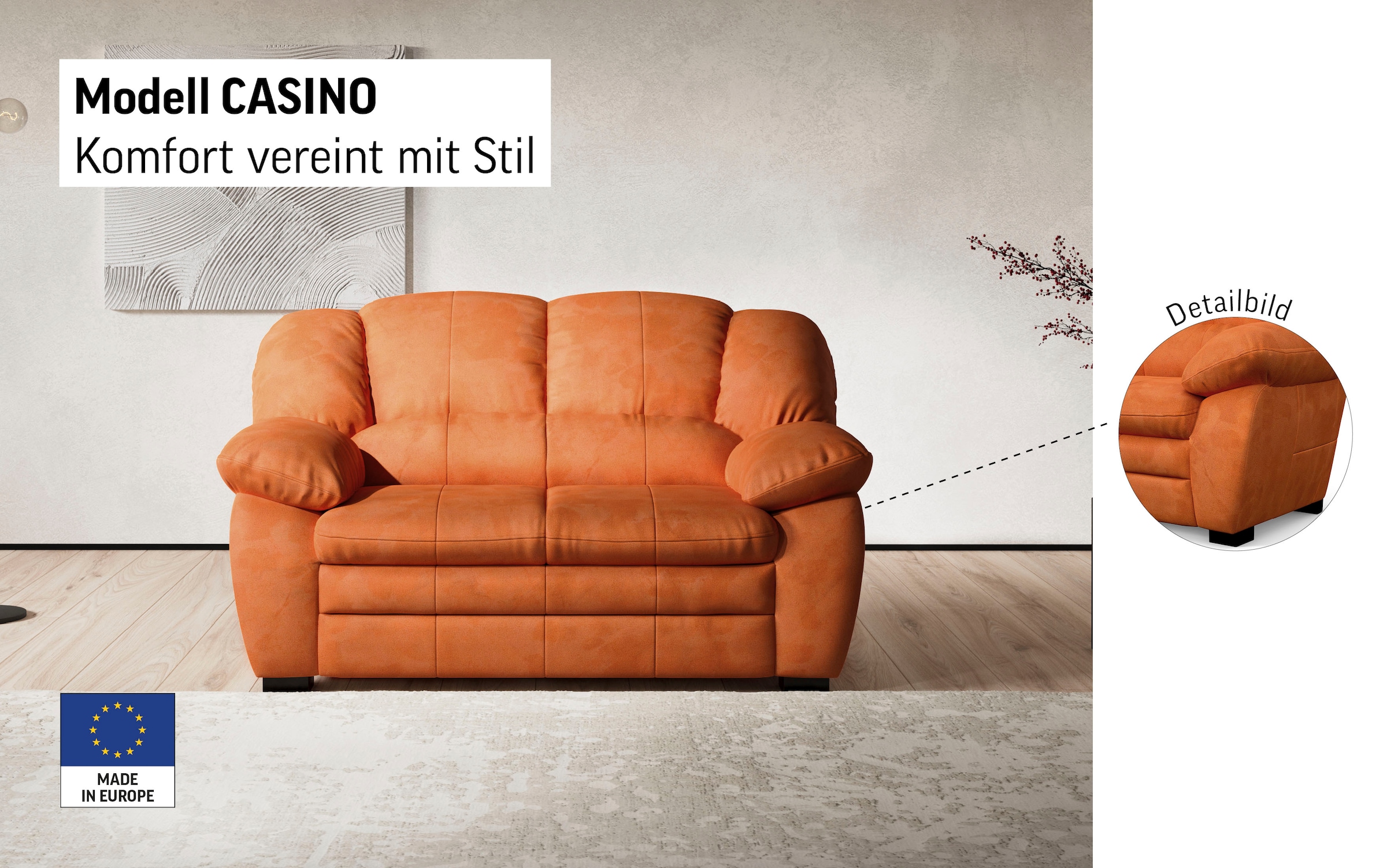COTTA 2-Sitzer »Casino Sofa, mit extra breiten Armlehnen, B: 159 cm« Polstergarnitur, auch als Set erhältlich