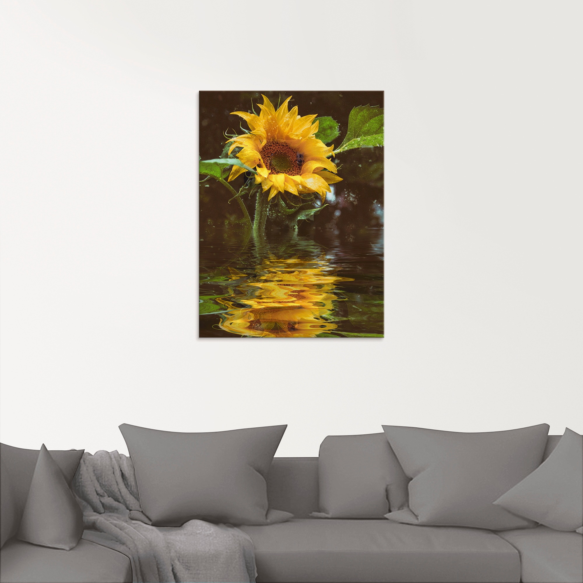Artland Glasbild »Sonnenblume mit Wasserspiegelung«, Blumen, (1 St.), in verschiedenen Größen