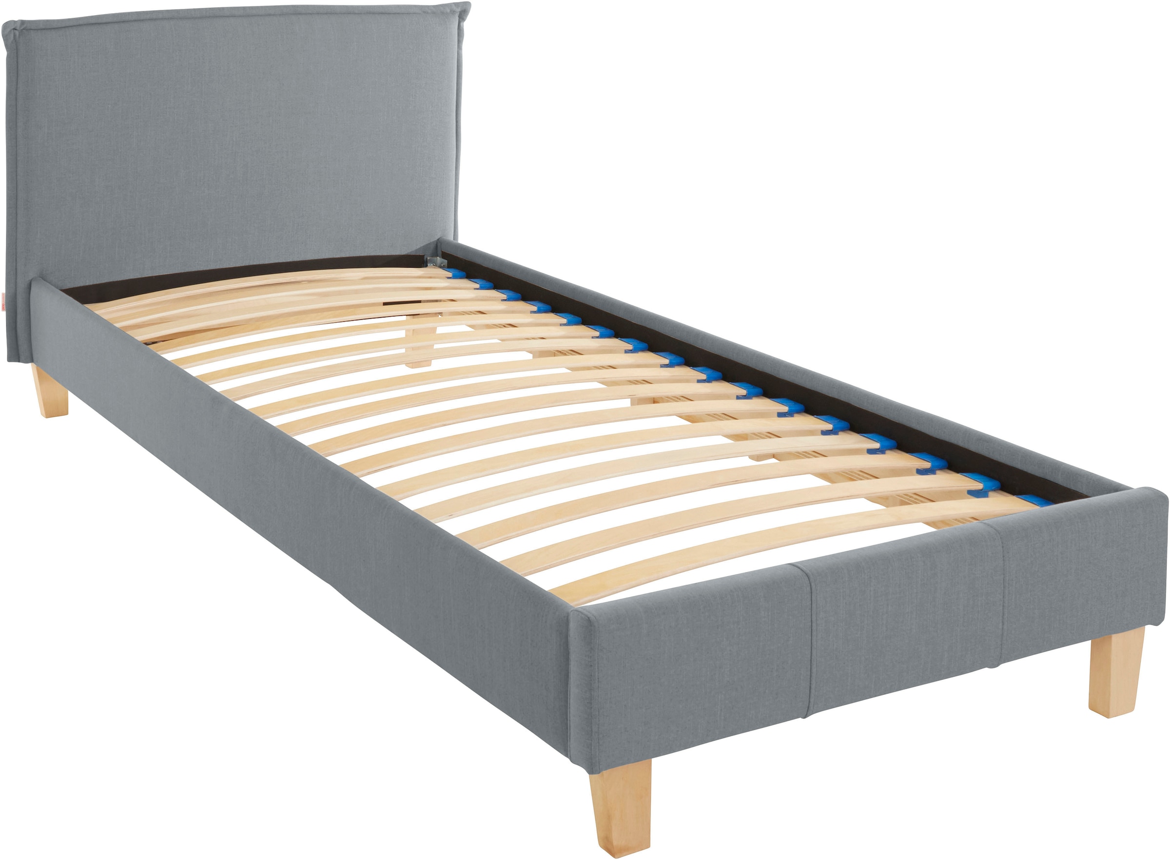 OTTO products Polsterbett »Heddi«, in 5 Breiten: von 90cm-200cm, Biese am Kopfteil, Strukturstoff