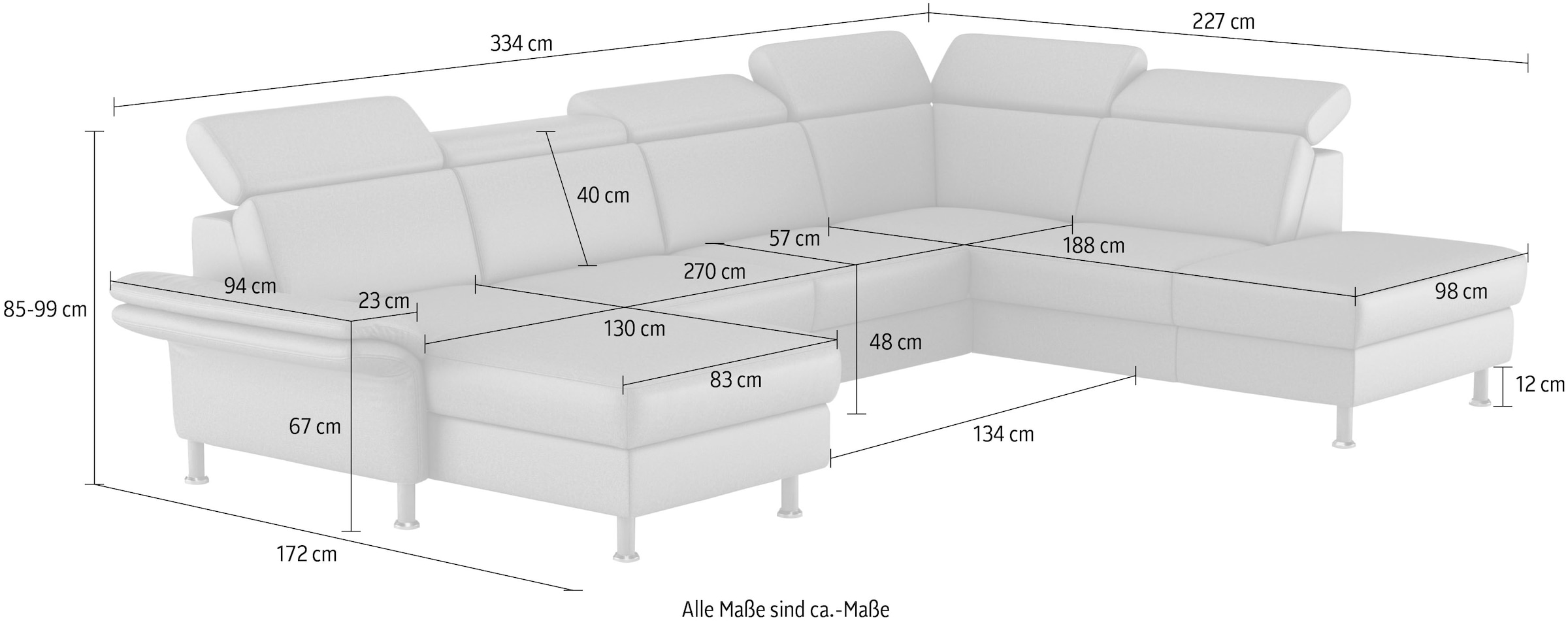 Home affaire Wohnlandschaft »Calypso U-Form«, wahlweise mit motorischer Relaxfunktion