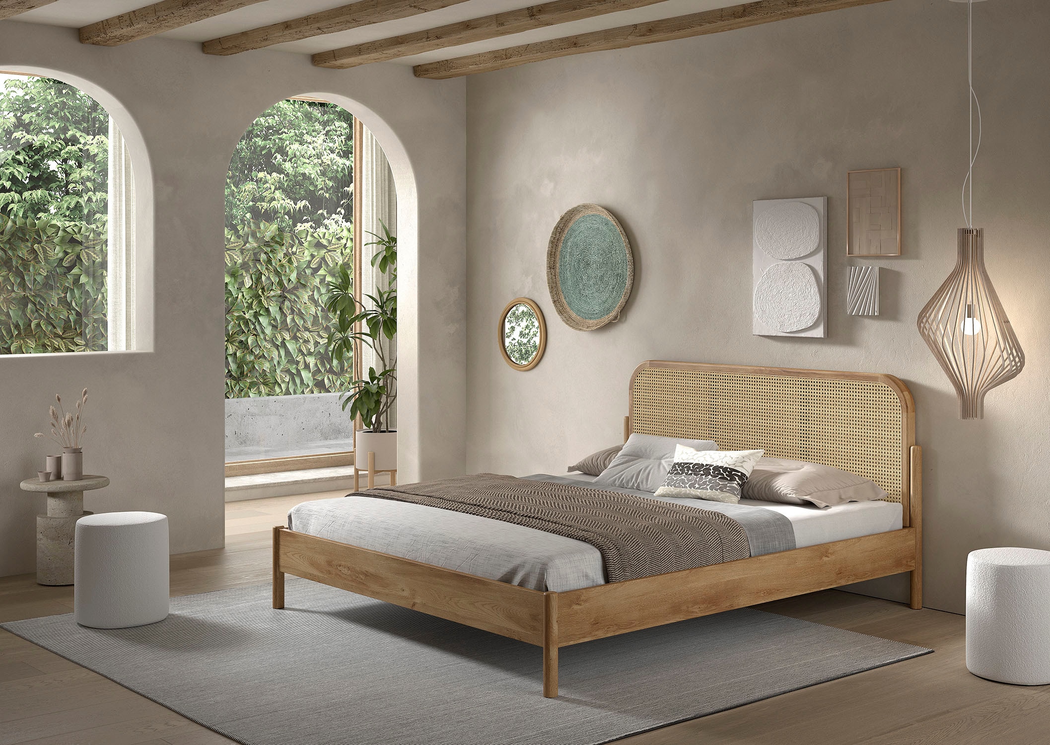 Home affaire Bettgestell »Olive, Bettpfosten Eiche massiv und furnierten Be günstig online kaufen