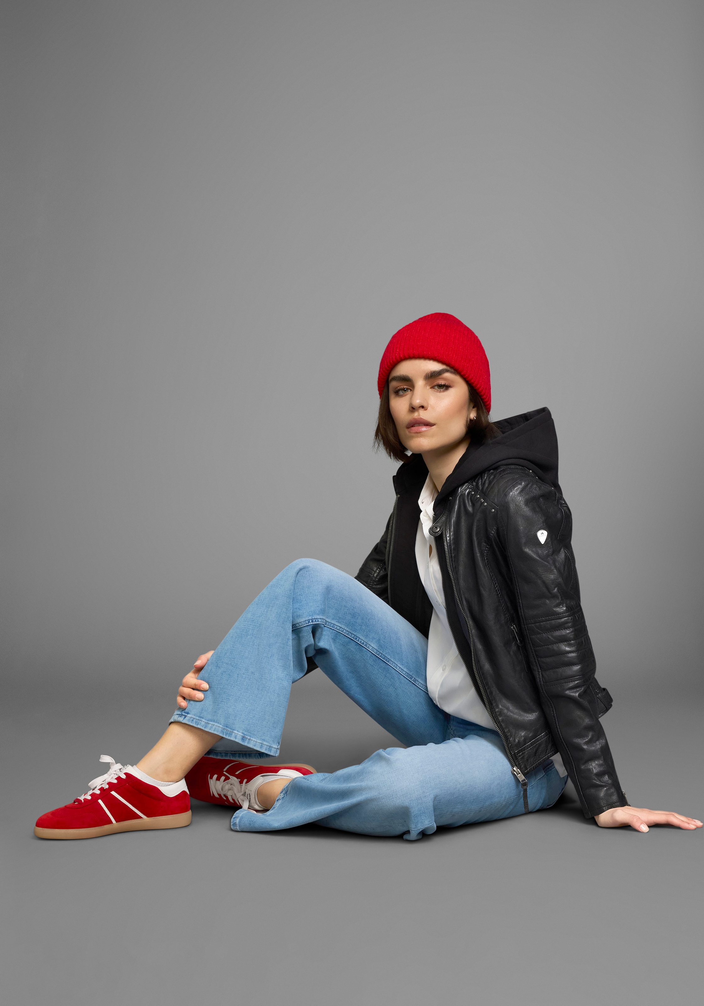 ALPENBLITZ Lederjacke »Lissabon«, mit Kapuze, für Sommer und Übergangszeit, aus Lammnappaleder, stylisch