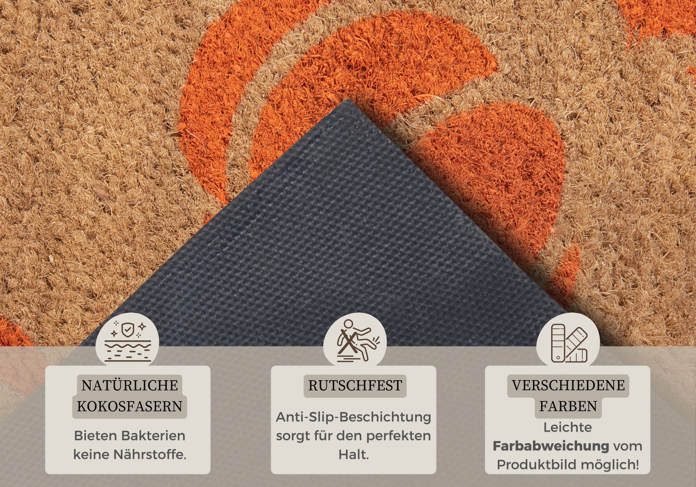 HANSE Home Fußmatte »Mix Mats Kokos Pumpkins, Türmatte«, rechteckig, 15 mm Höhe, Kokos, Schmutzfangmatte, Outdoor, Rutschfest, Innen, Kokosmatte, Flur