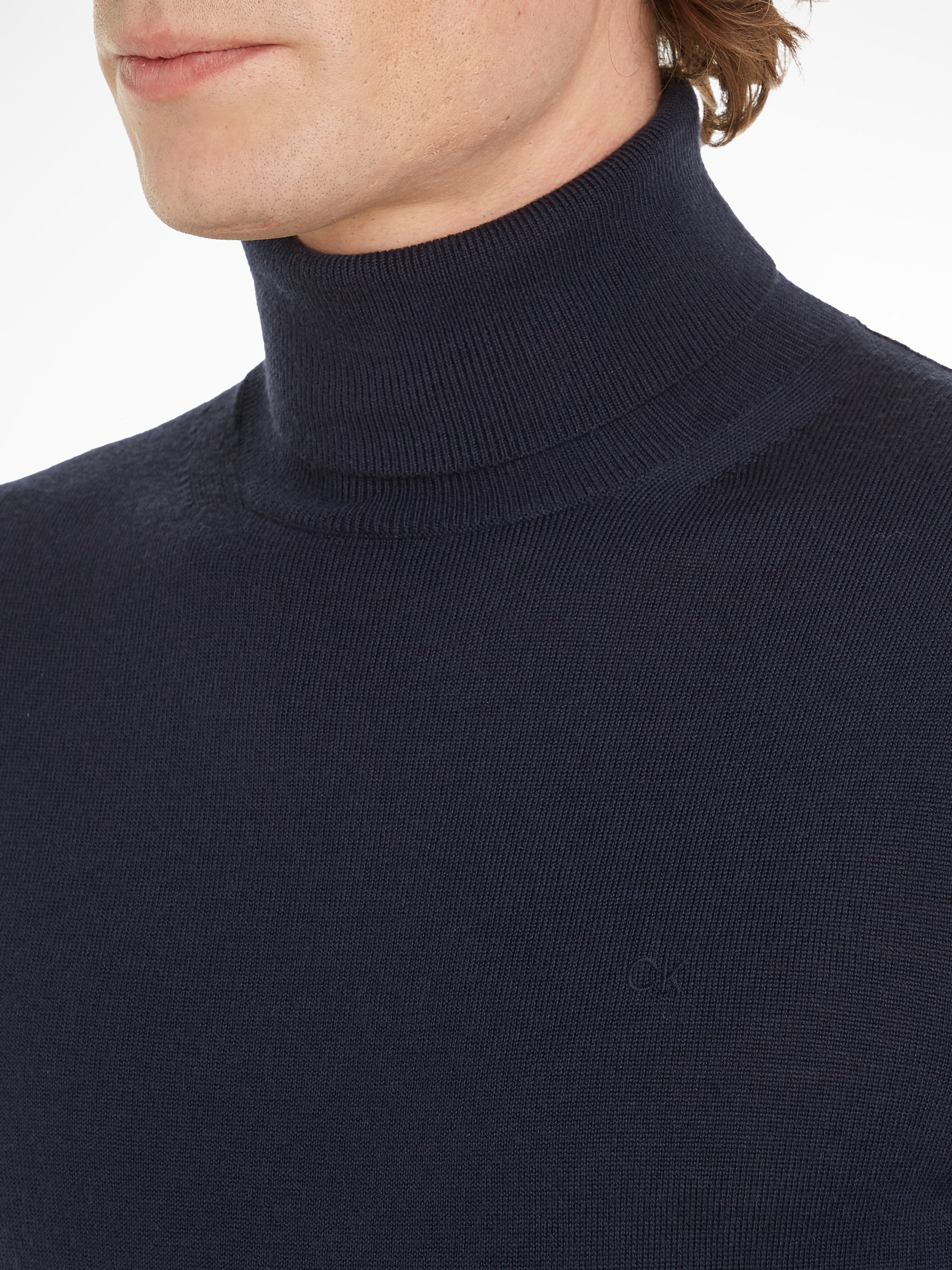 Calvin Klein Rollkragenpullover »SUPERIOR WOOL TURTLE NECK«, mit Logostickerei