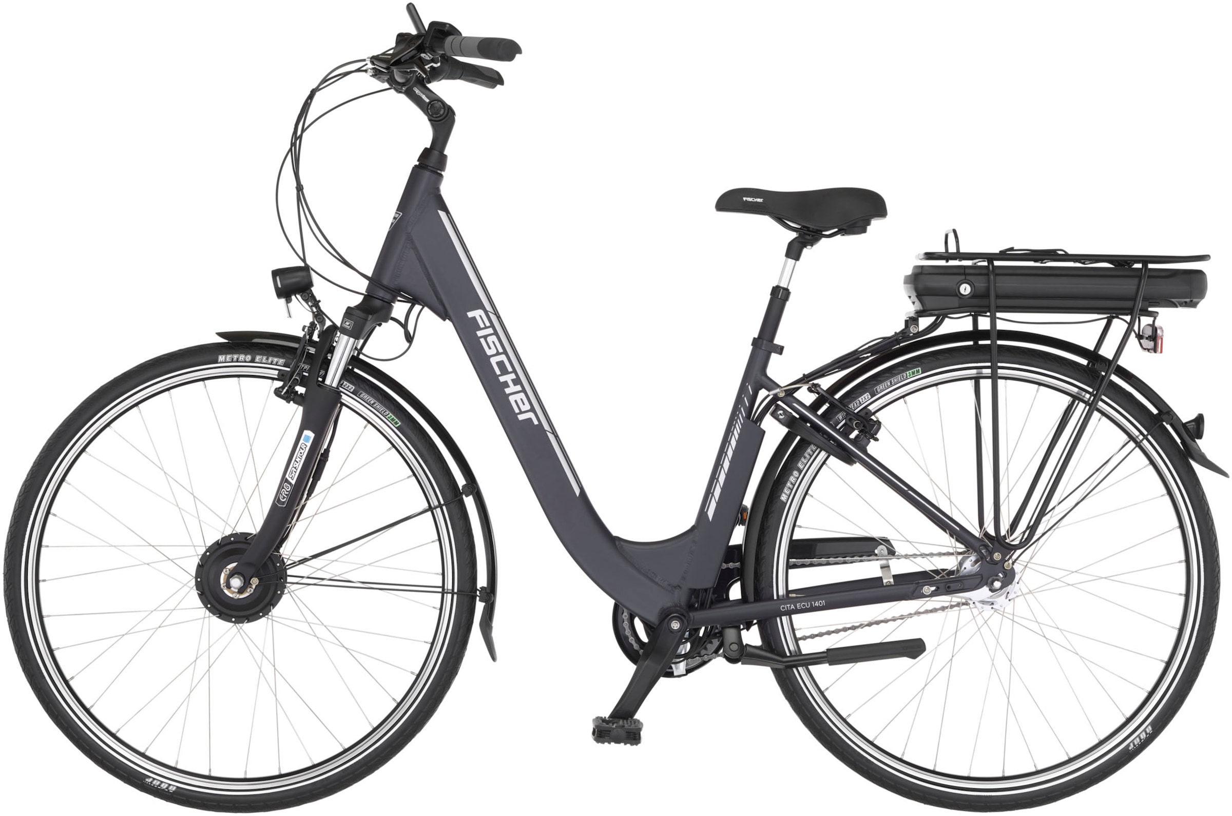 FISCHER Fahrrad E-Bike »CITA ECU 1401 44«, 7 Gang, Shimano, Nexus, Frontmotor 250 W, (mit Rahmenschloss), Pedelec, Elektrofahrrad für Damen u. Herren, Cityrad
