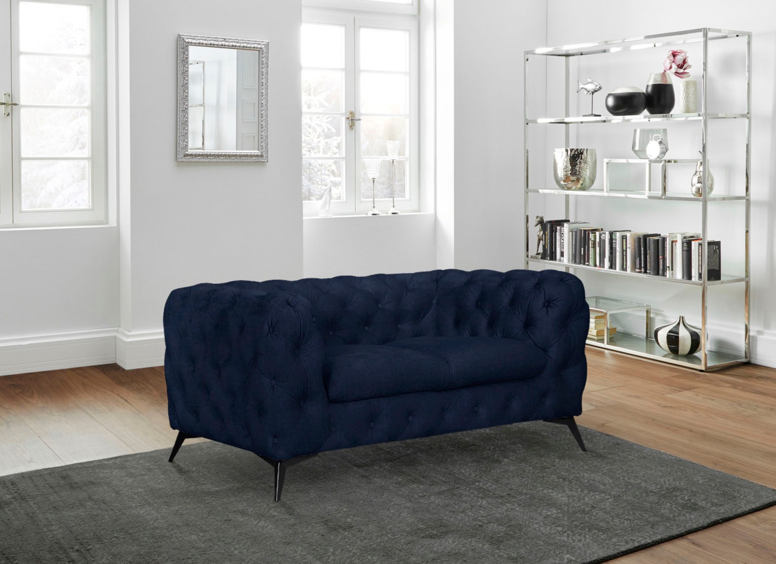 Leonique Chesterfield-Sofa »Glynis«, aufwändige Knopfheftung, moderne Chesterfield Optik, Fußfarbe wählbar