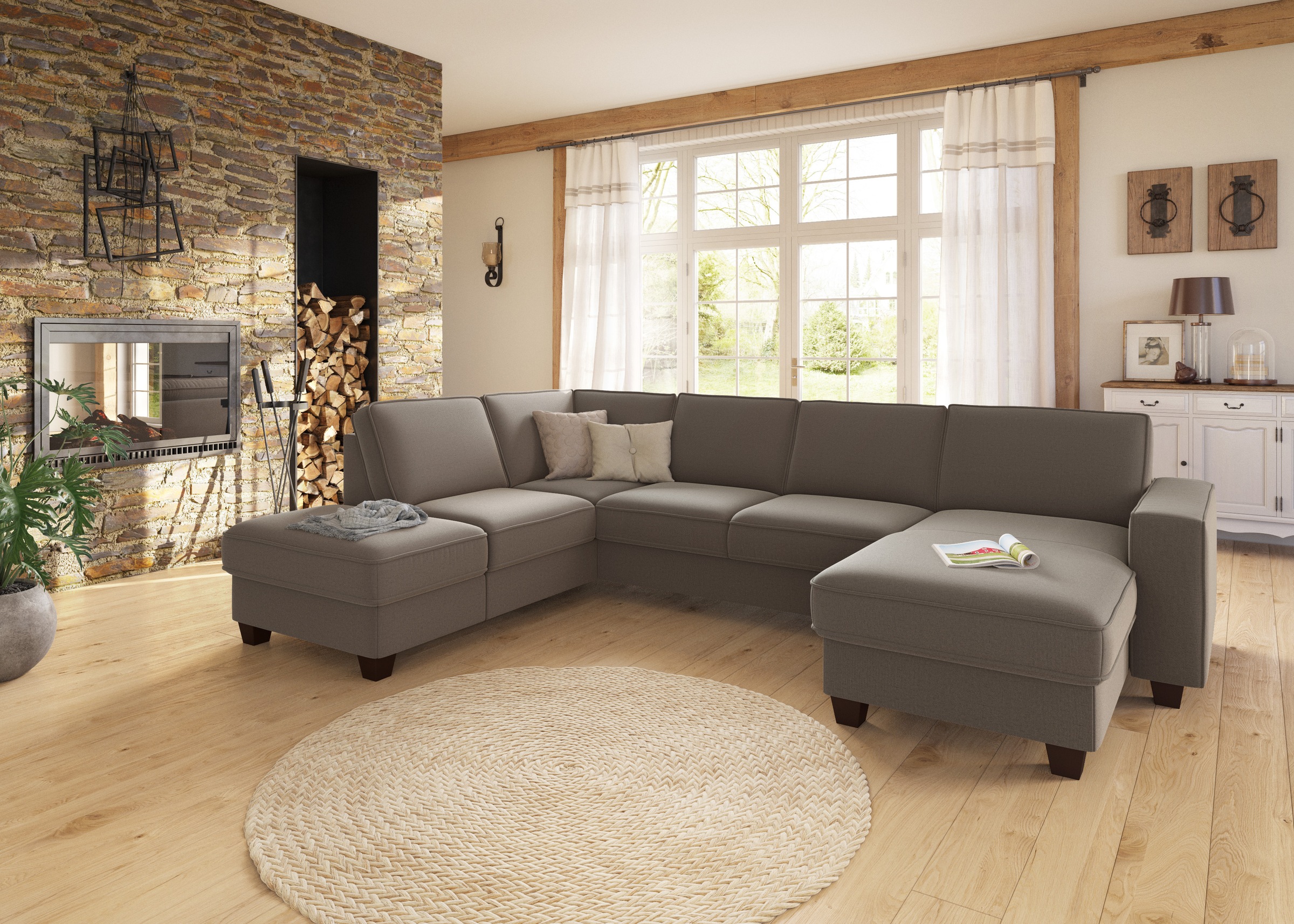Home affaire Wohnlandschaft »County U-Form« wahlweise Ottomane links oder r günstig online kaufen