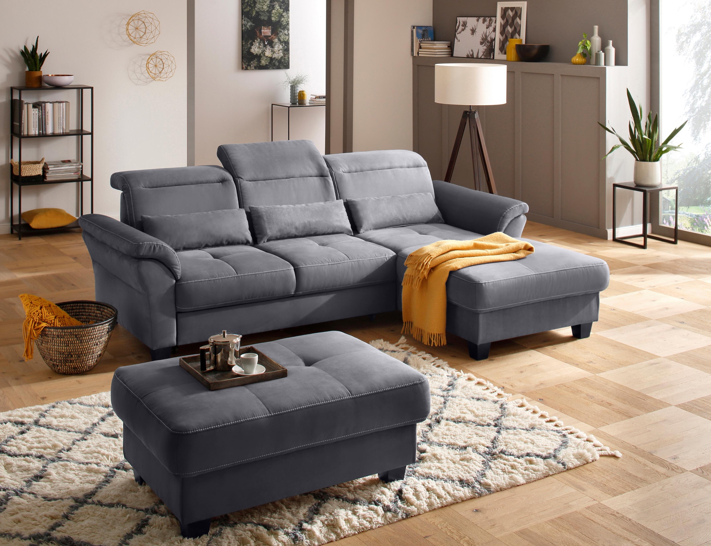 Home affaire Ecksofa »Solvei L-Form«, mit Recamierenabschluß und Sitztiefenverstellung
