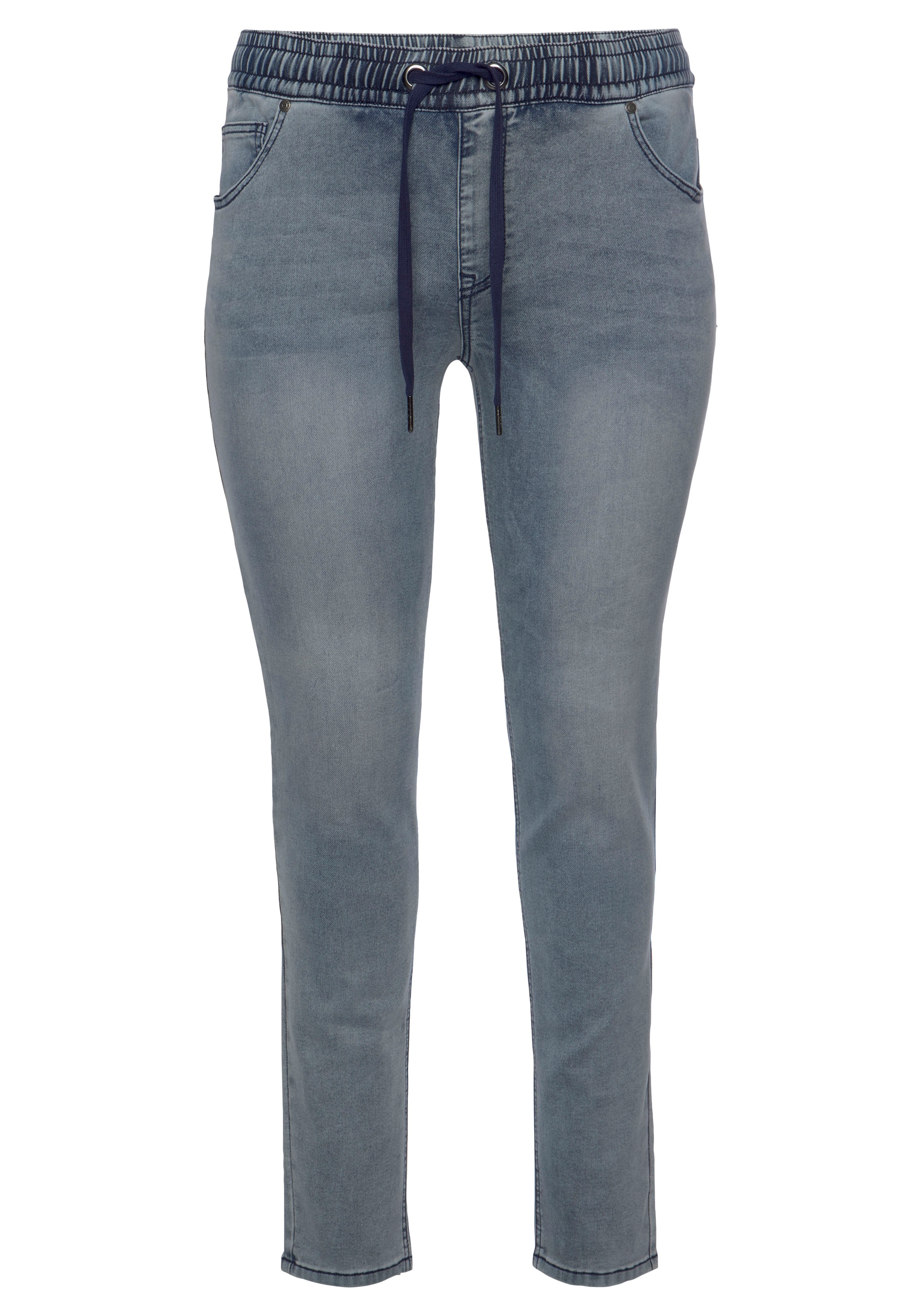 Arizona Stretch-Jeans, weites Bein, normale Leibhöhe, knöchellang, mit Used-Waschung